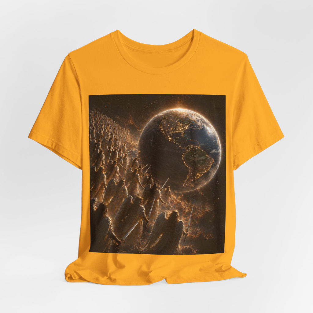 Earth Rise Graphic Tee — Glowing Planet & Mountainscape T-Shirt