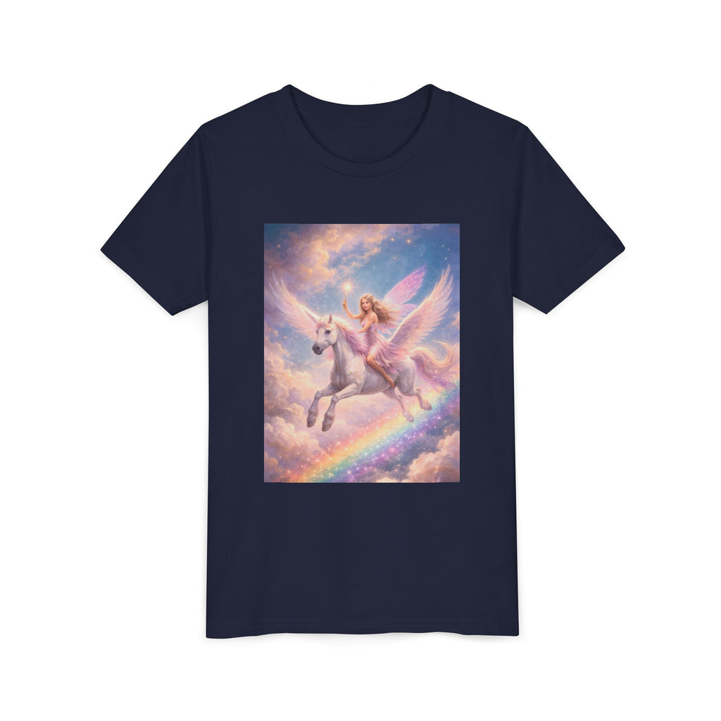 Youth Tee — Magical Unicorn Pegasus Rainbow Graphic T‑Shirt for Kids