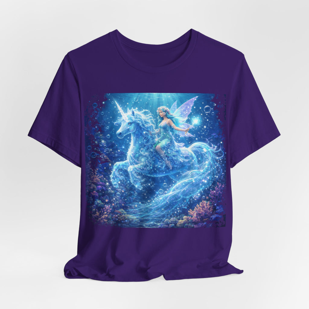 Mystical Blue Unicorn & Fairy Tee — Fantasy Magic Horse T-Shirt