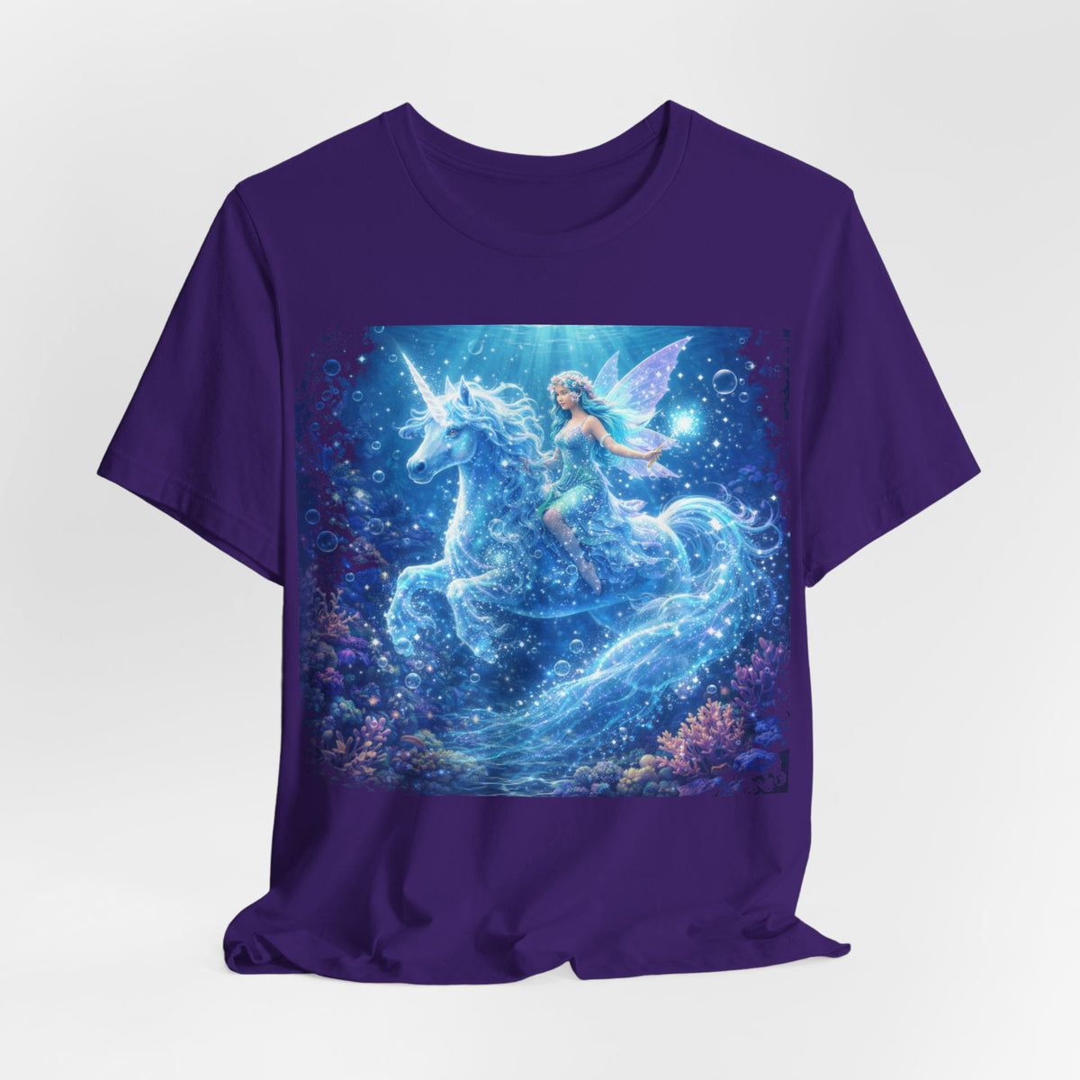 Mystical Blue Unicorn & Fairy Tee — Fantasy Magic Horse T-Shirt