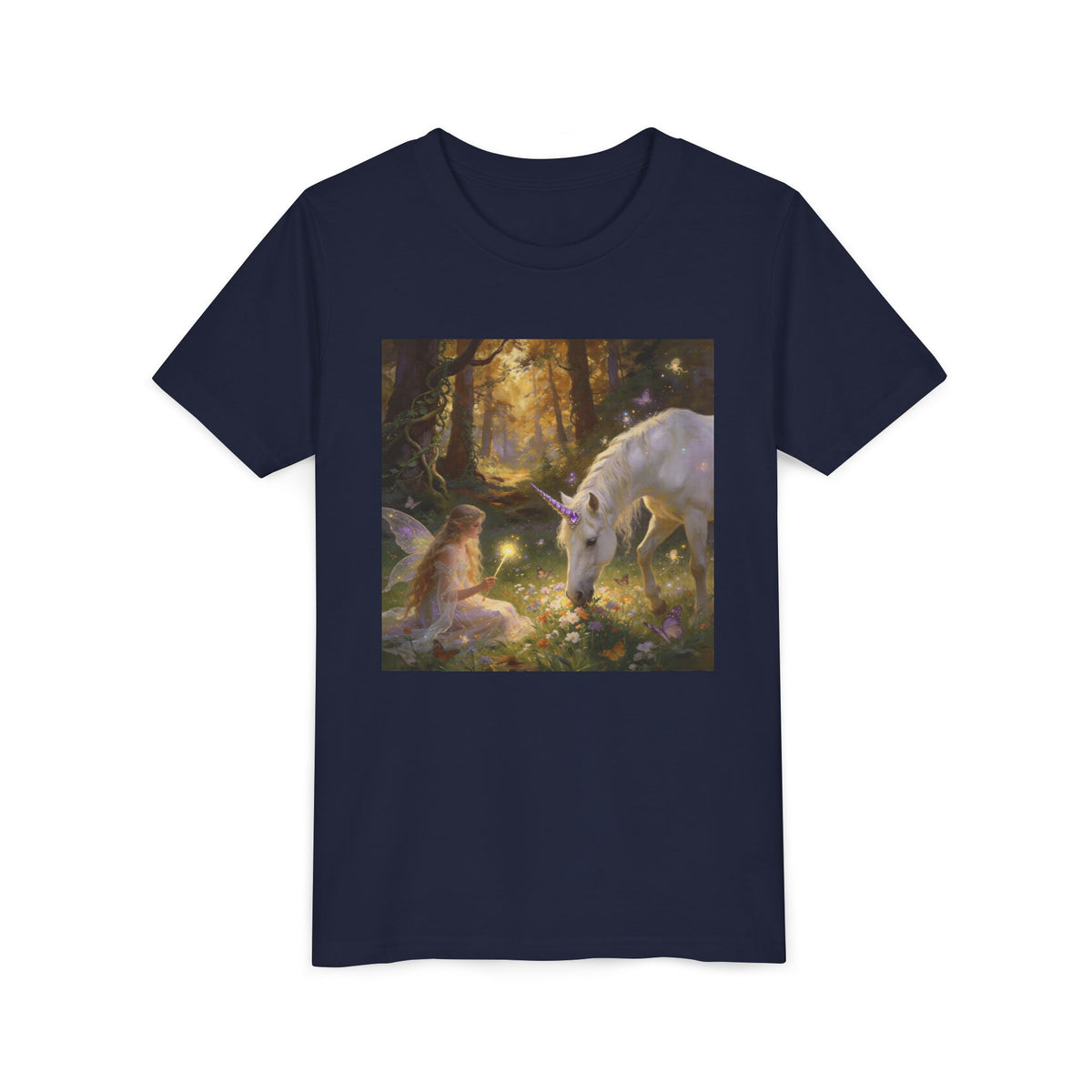 Youth Tee — Enchanted Forest Unicorn & Fairy Graphic