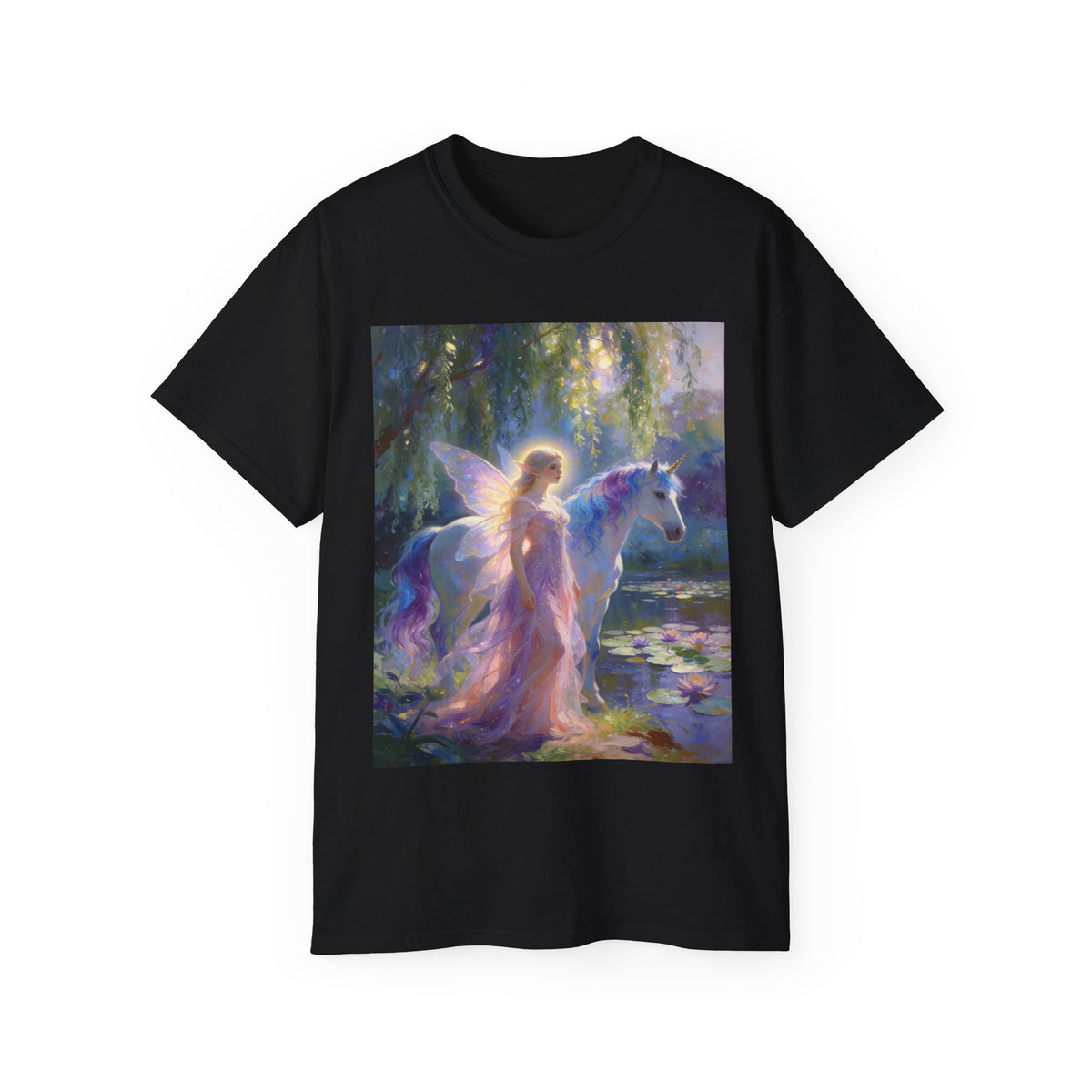 Fairy and Unicorn Dream Cotton  Tee — Ethereal Fantasy T‑Shirt