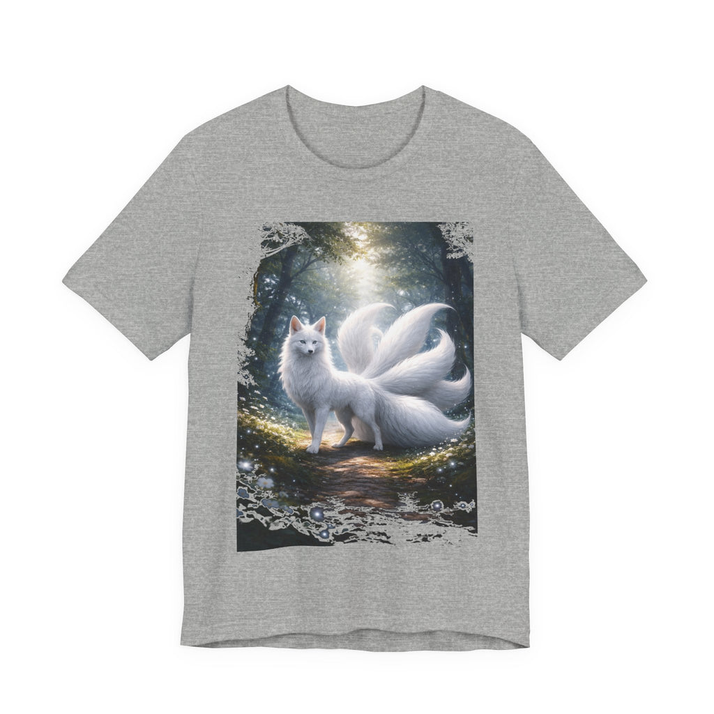 Nine-Tailed Fox Fantasy T-Shirt — Mystical White Kitsune Forest Tee
