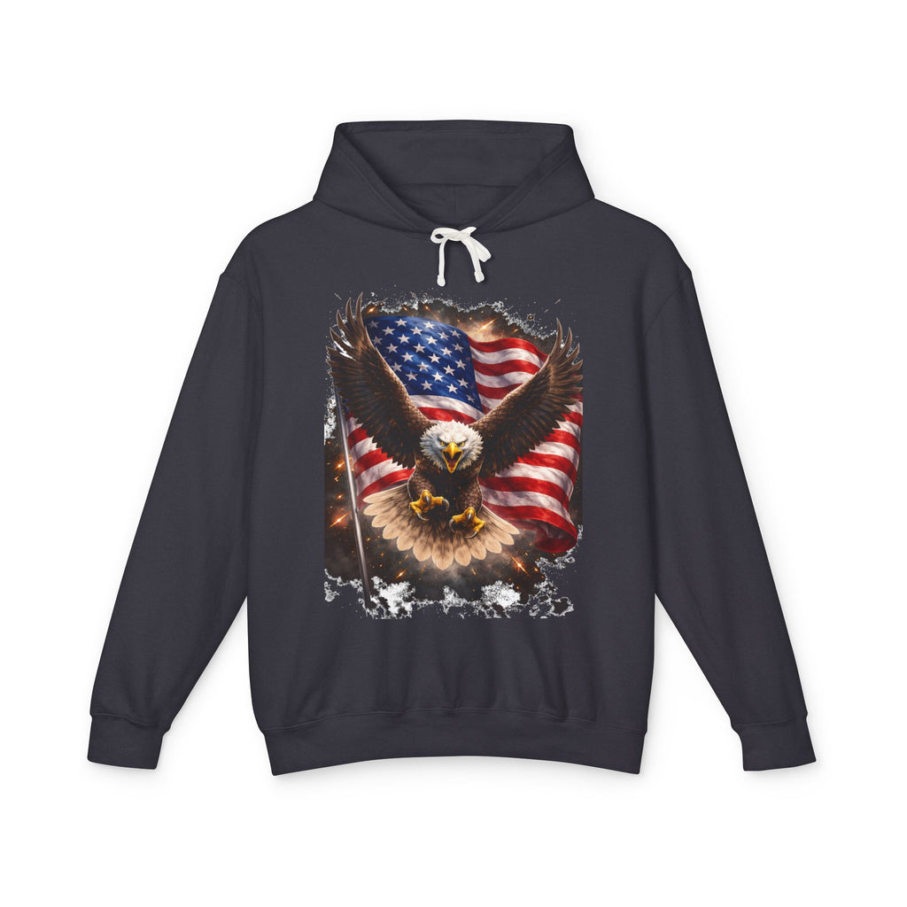 American Eagle Flag Hoodie — Patriotic Bald Eagle sweatshirt for 4th of July & Veterans