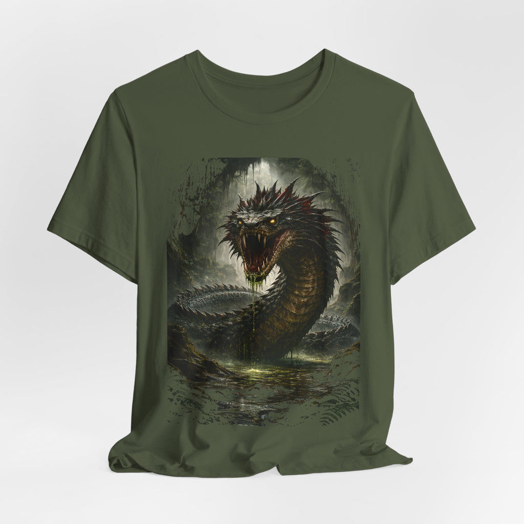 Basilisk Sea Serpent Graphic Tee — Dark Mythical Dragon Shirt