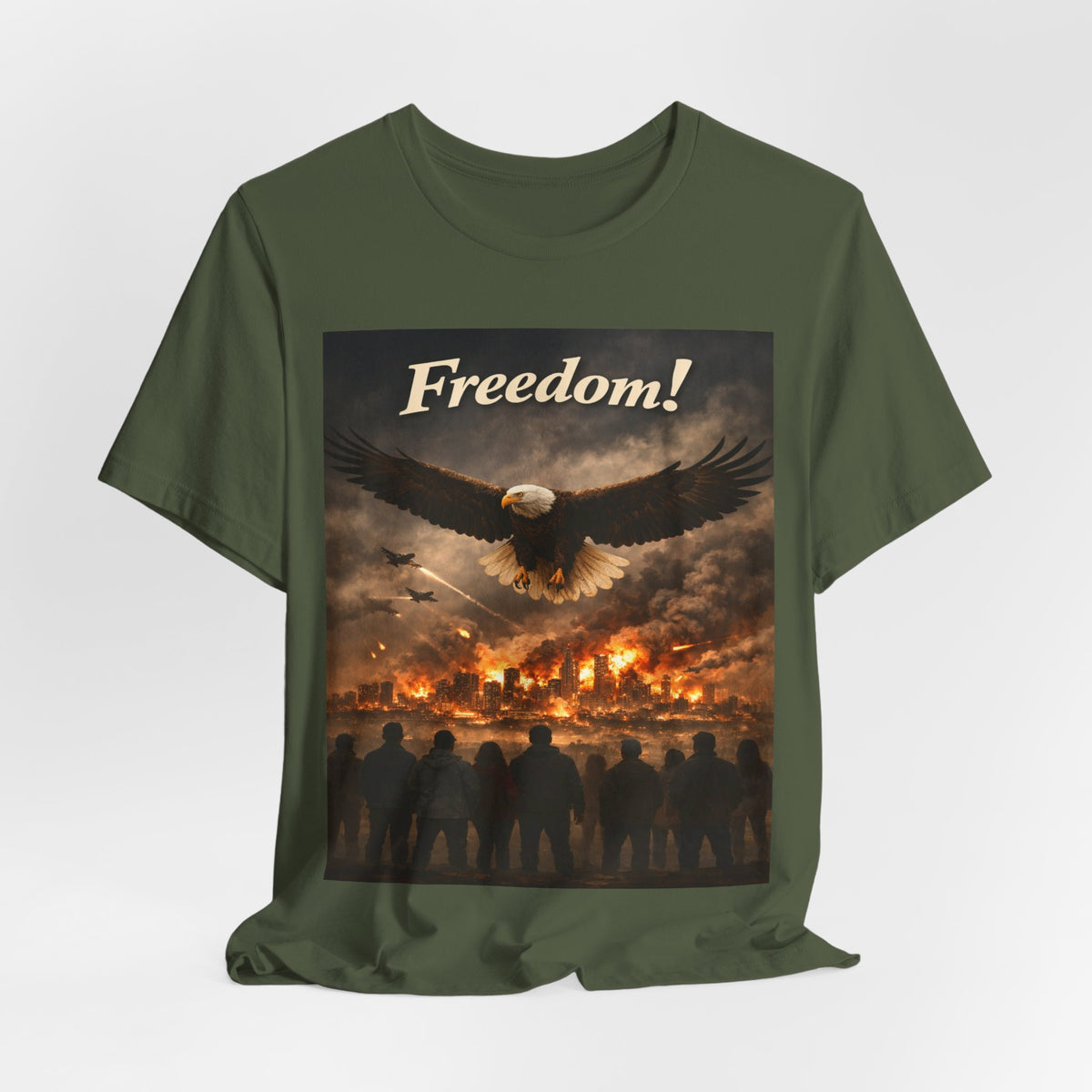 Freedom Eagle T-Shirt — Patriotic Bald Eagle & Crowd Graphic Tee