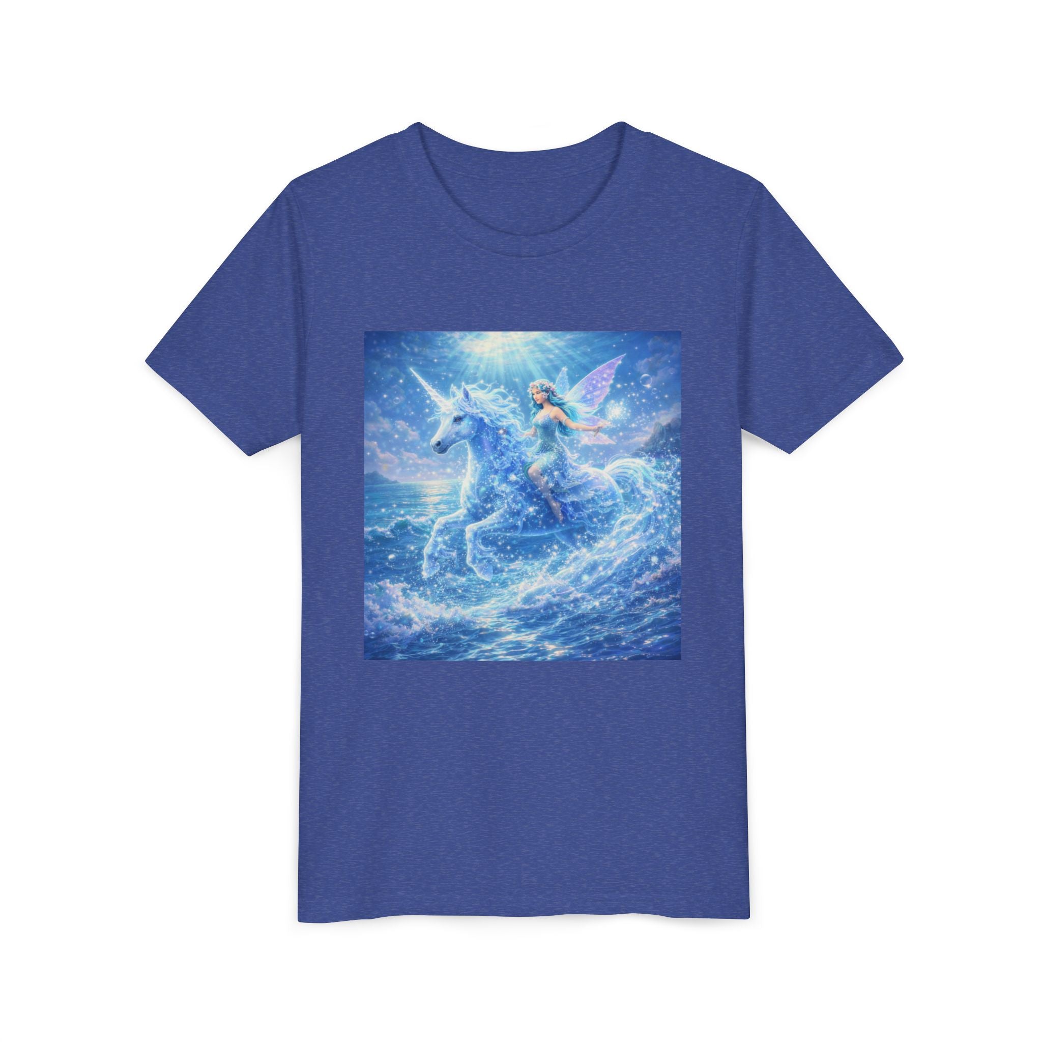 Kids Unicorn Fairy Tee — Magical Blue Pegasus Graphic Youth T-Shirt