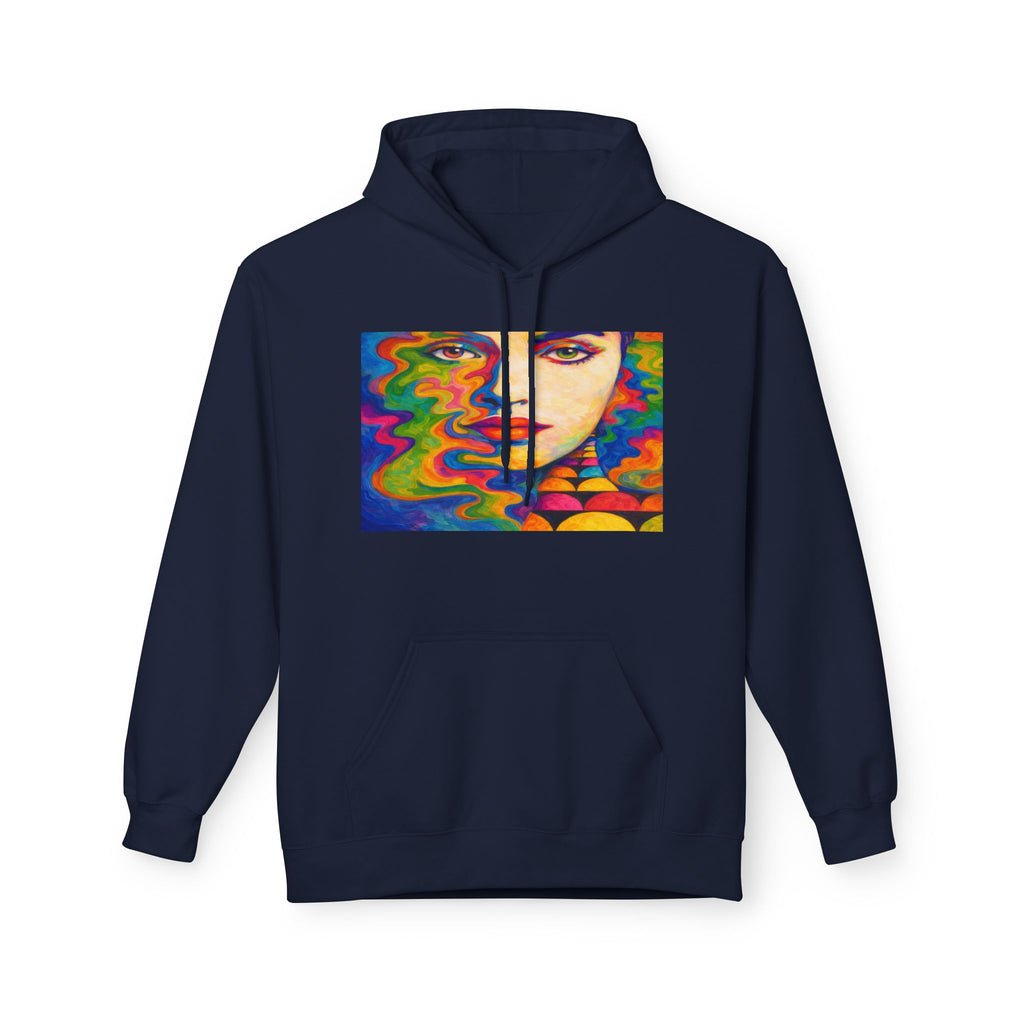 Psychedelic Portrait Hoodie — Colorful Abstract Face Art Sweatshirt