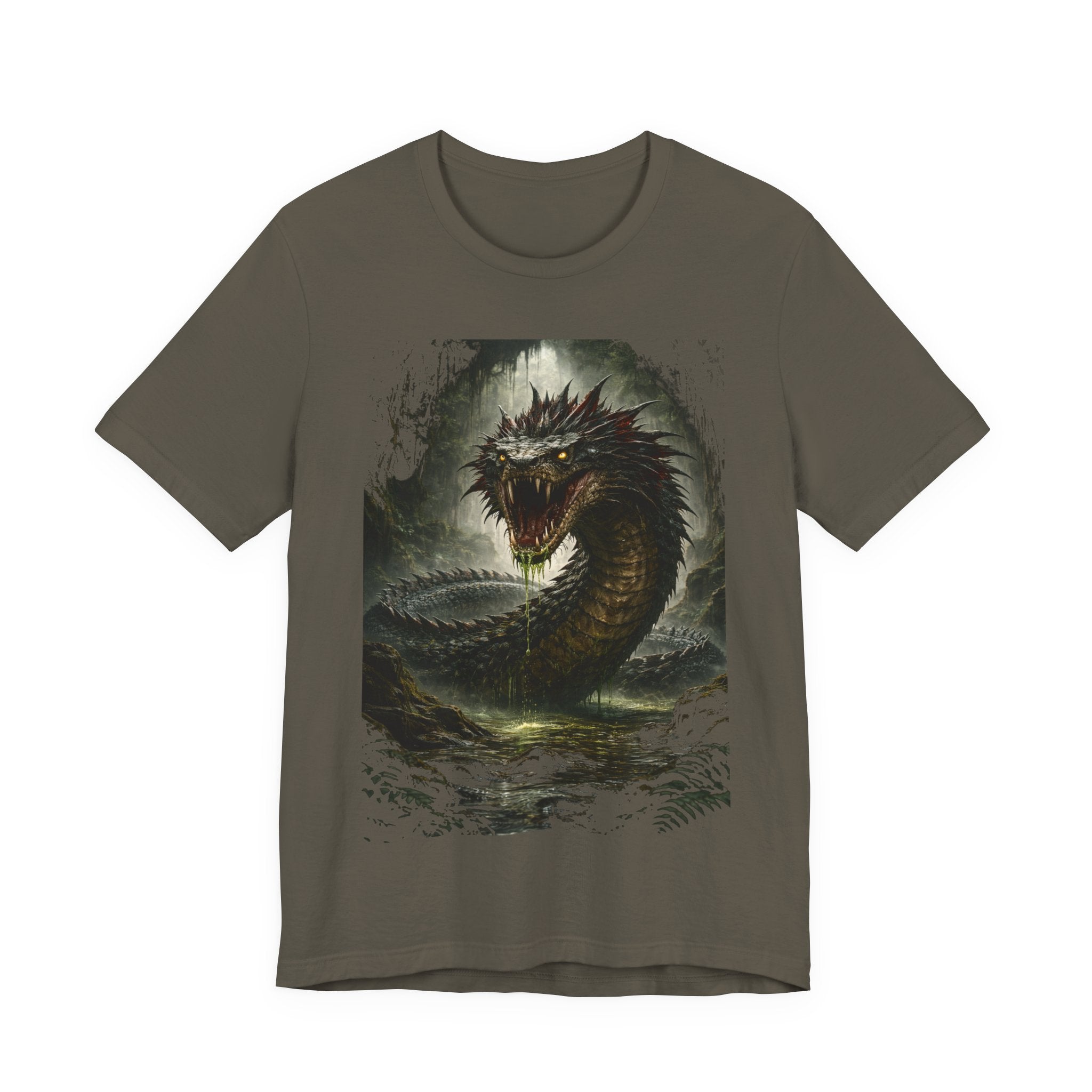 Basilisk Sea Serpent Graphic Tee — Dark Mythical Dragon Shirt