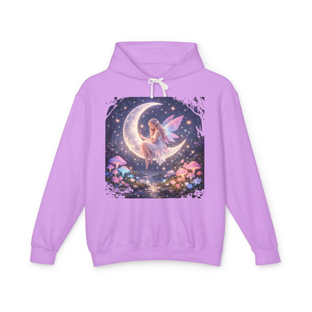 Fairy on the Moon Hoodie — Magical Mushroom Night Sky Pullover