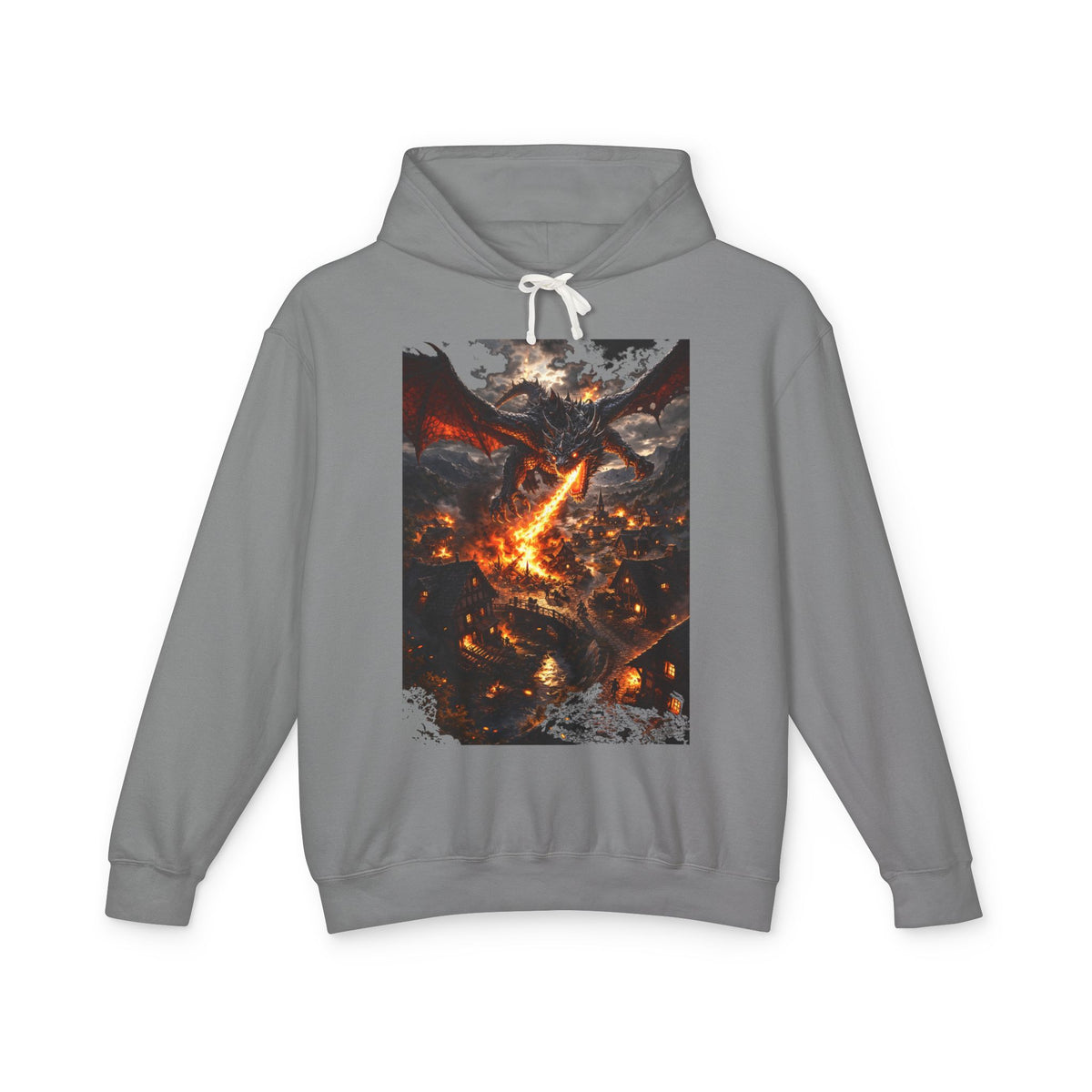 Dragon Fire Graphic Hoodie — Fantasy Lava Dragon Illustration Sweatshirt