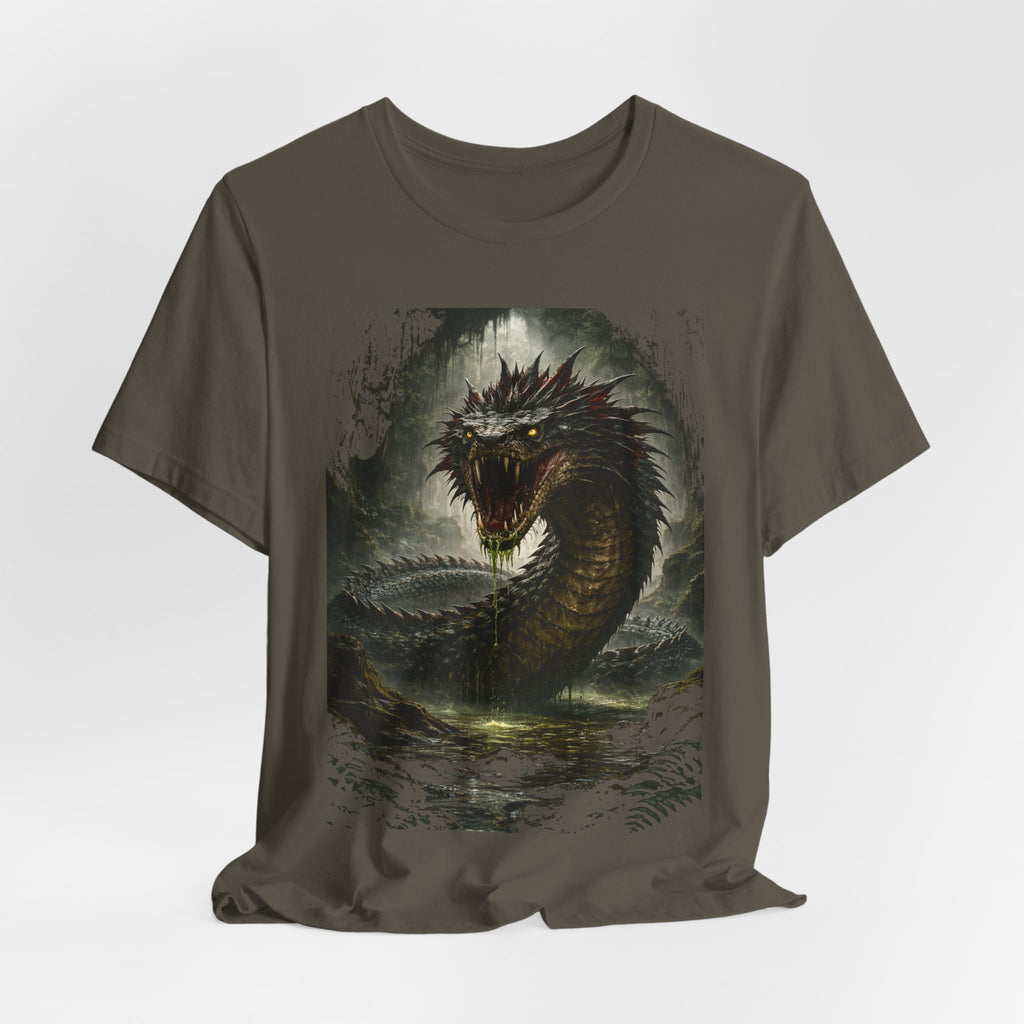 Basilisk Sea Serpent Graphic Tee — Dark Mythical Dragon Shirt