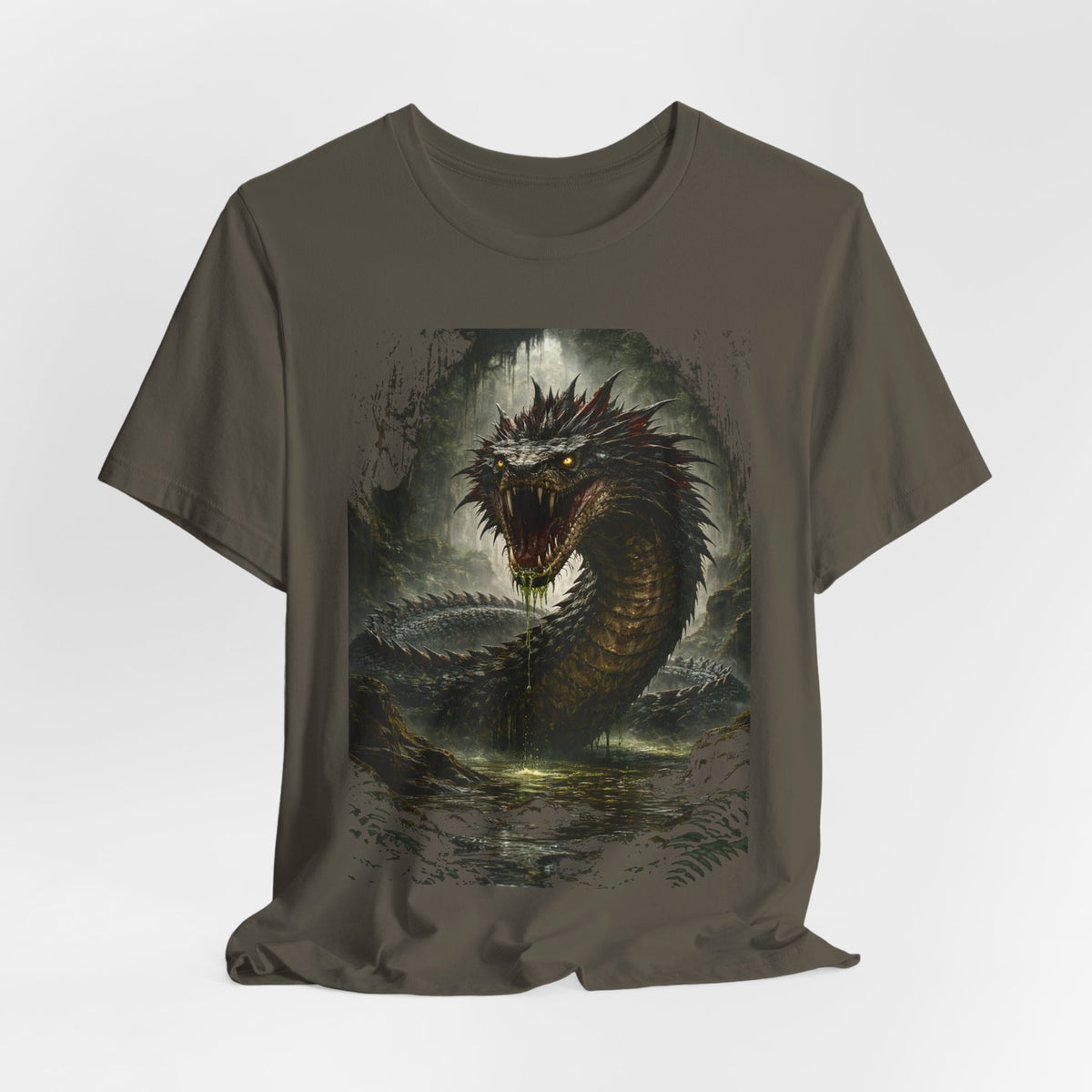Basilisk Sea Serpent Graphic Tee — Dark Mythical Dragon Shirt