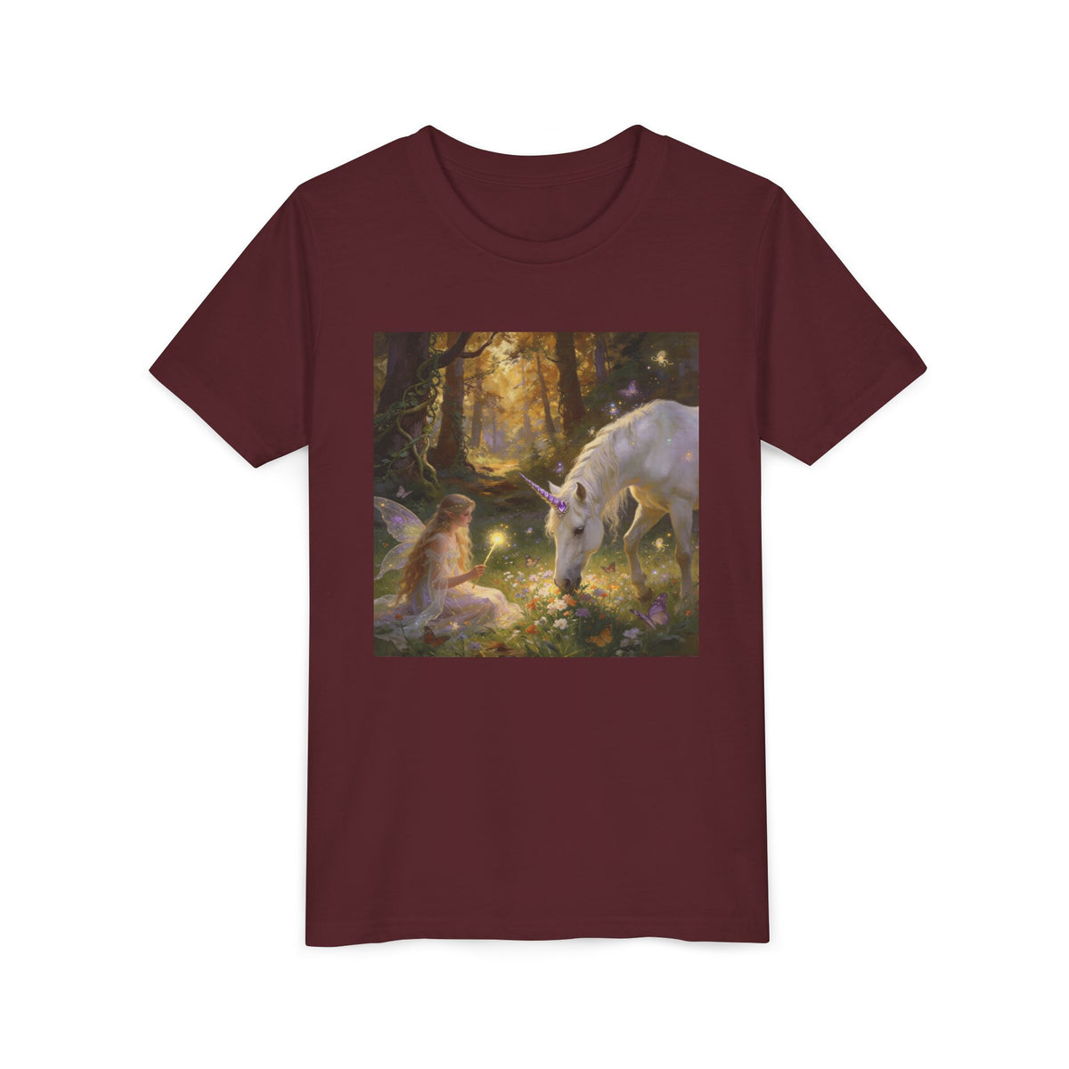 Youth Tee — Enchanted Forest Unicorn & Fairy Graphic