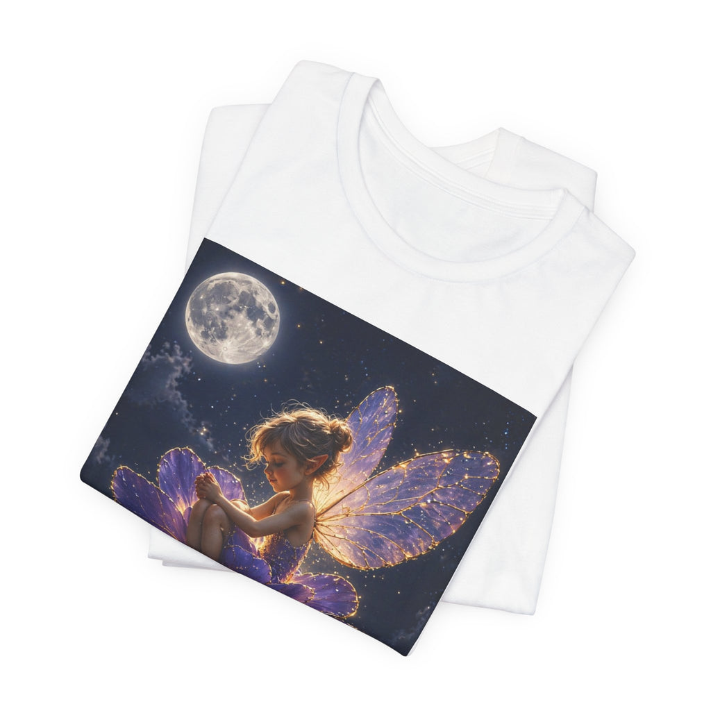 Fairy Night T-Shirt — Moonlit Fairy on Purple Flower