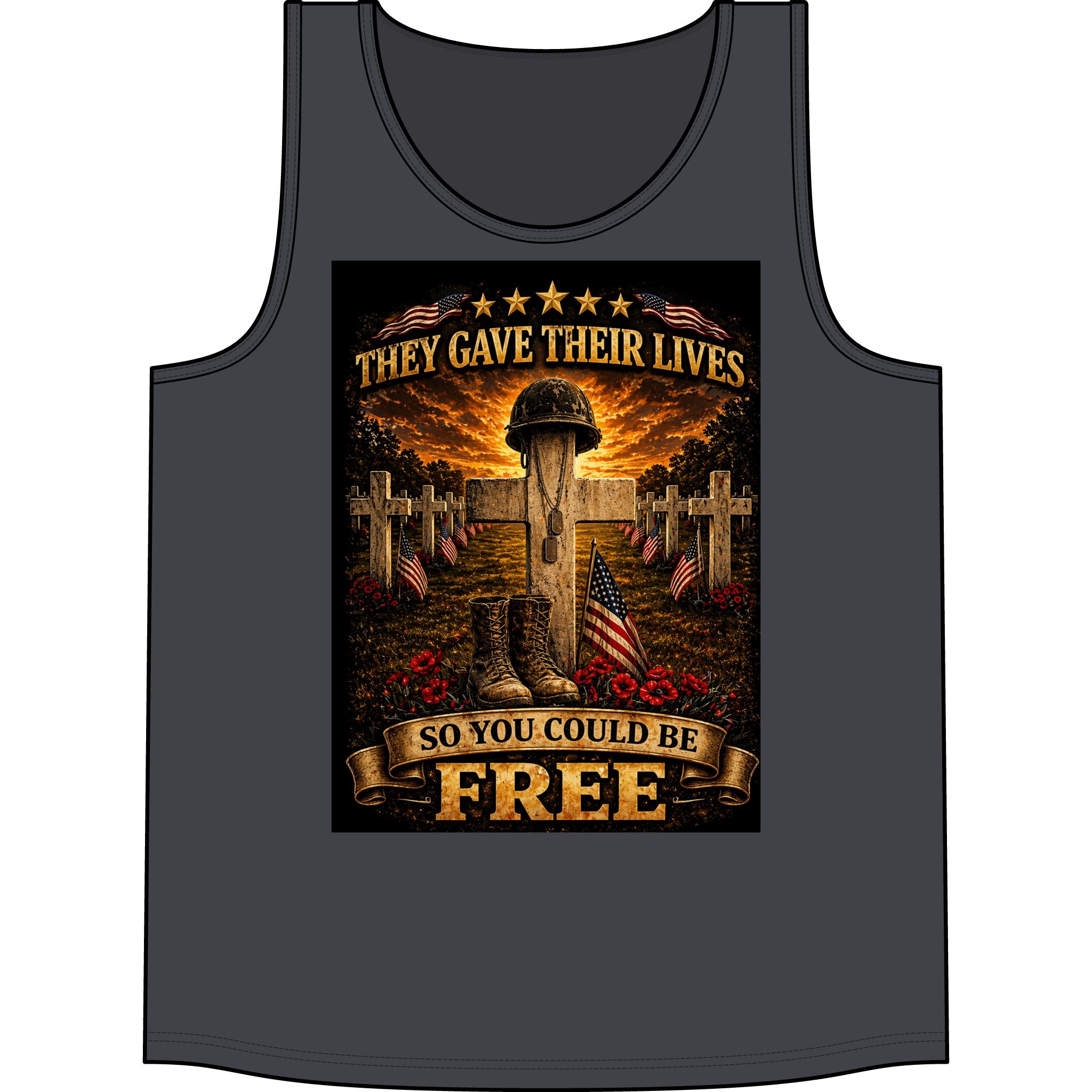 Veteran Memorial Tank Top — "They Gave Their Lives So You Could Be Free" Patriotic