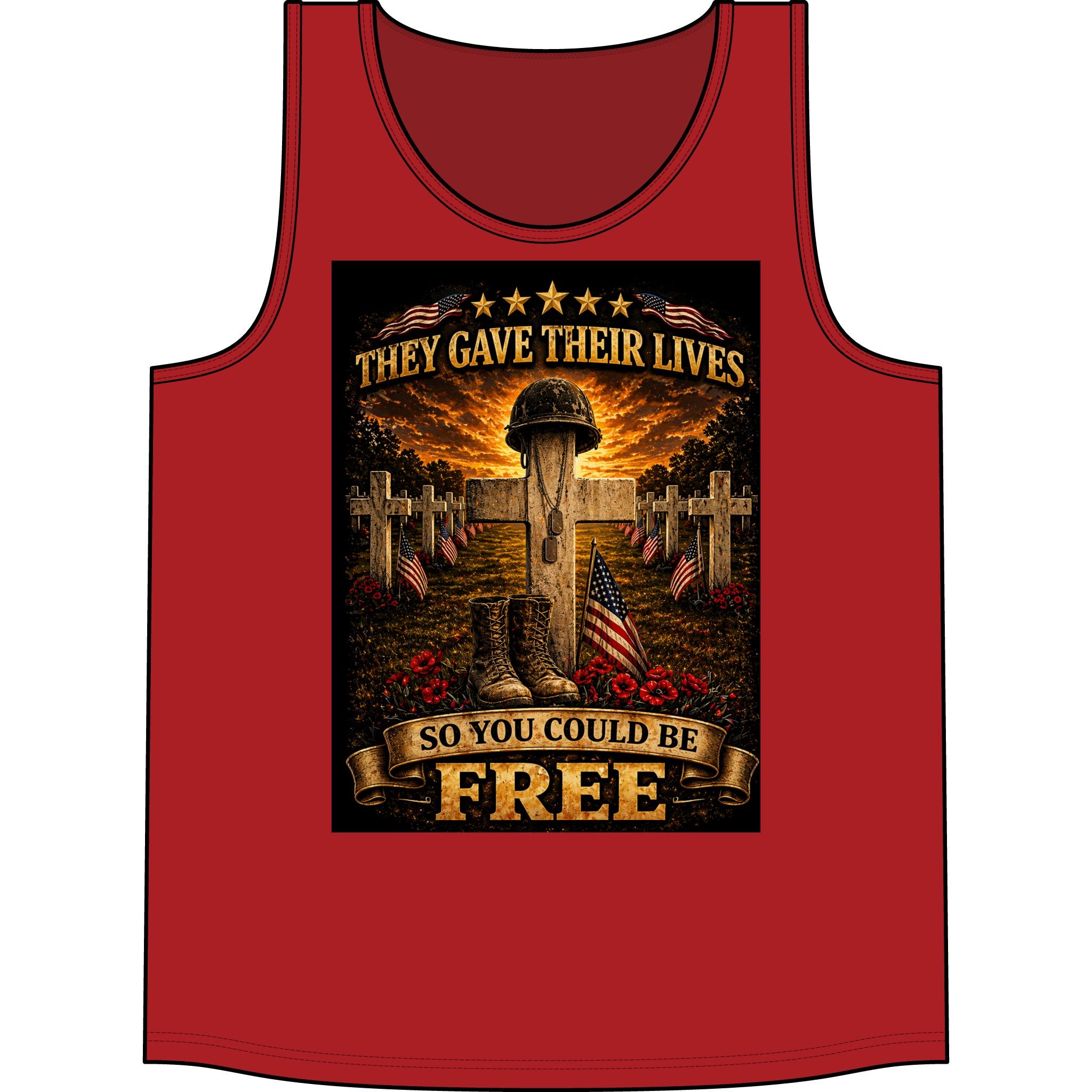 Veteran Memorial Tank Top — "They Gave Their Lives So You Could Be Free" Patriotic
