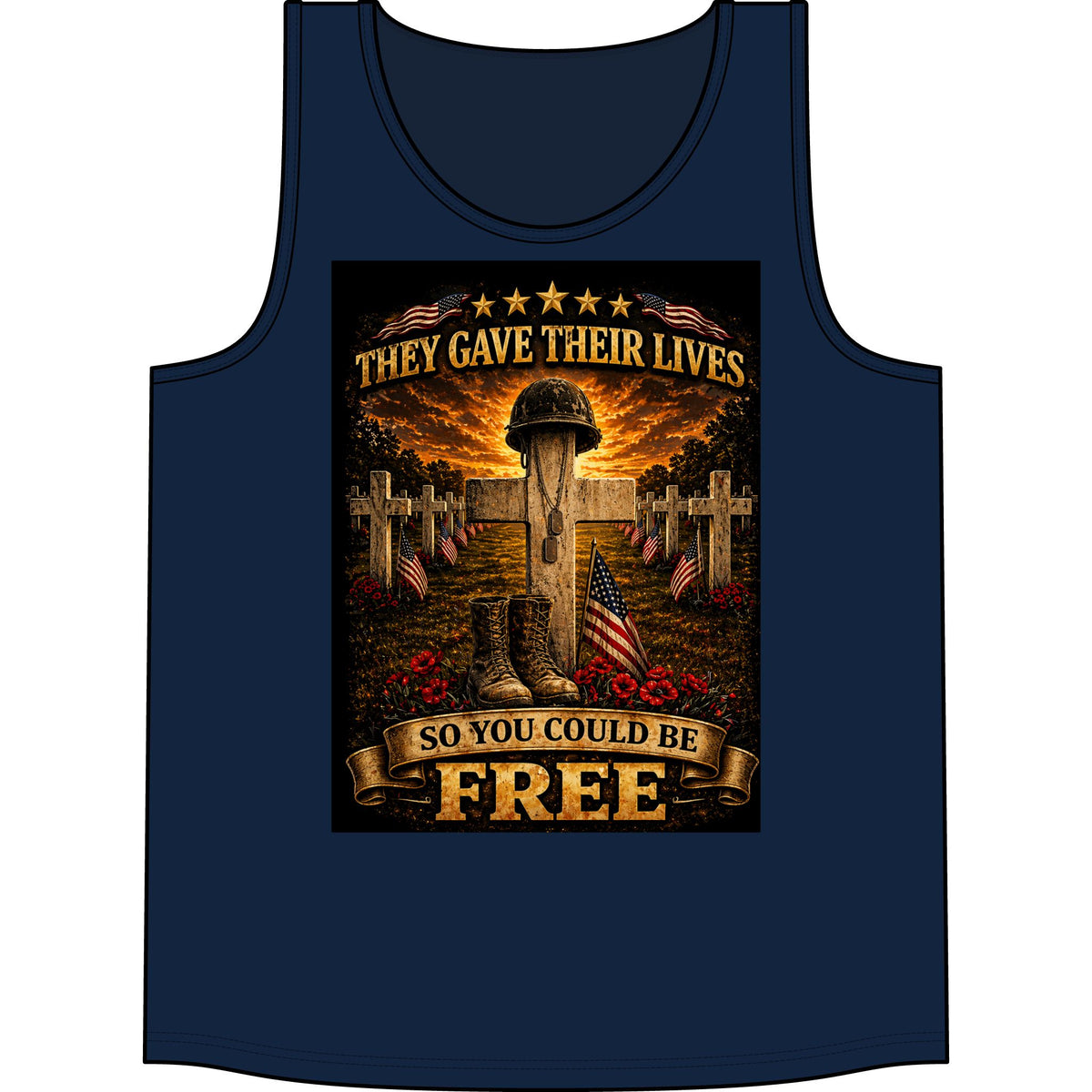 Veteran Memorial Tank Top — "They Gave Their Lives So You Could Be Free" Patriotic