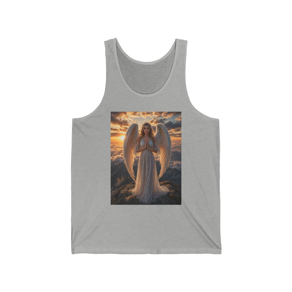 Angel Wings Sunset Tank Top — Spiritual Guardian Graphic Jersey Tank