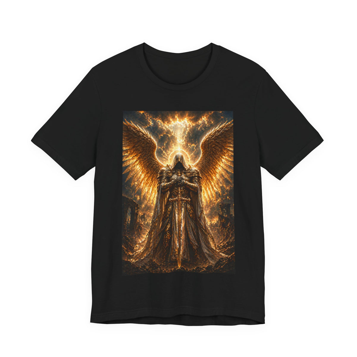 Golden Angel wings graphic Tee | Gothic celestial warrior shirt