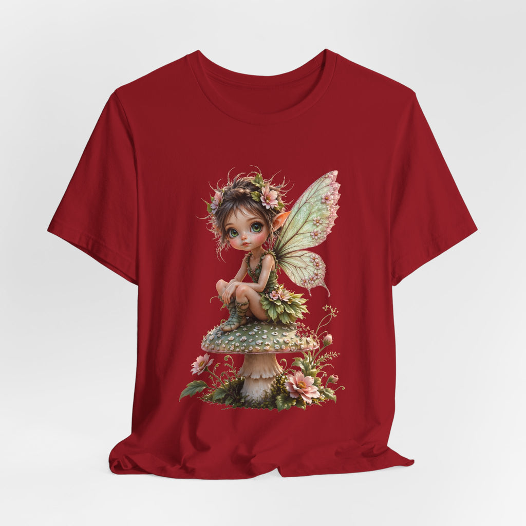Fairy Mushroom Tee — Cute Woodland Fairy Sitting on Toadstool Graphic T-Shirt