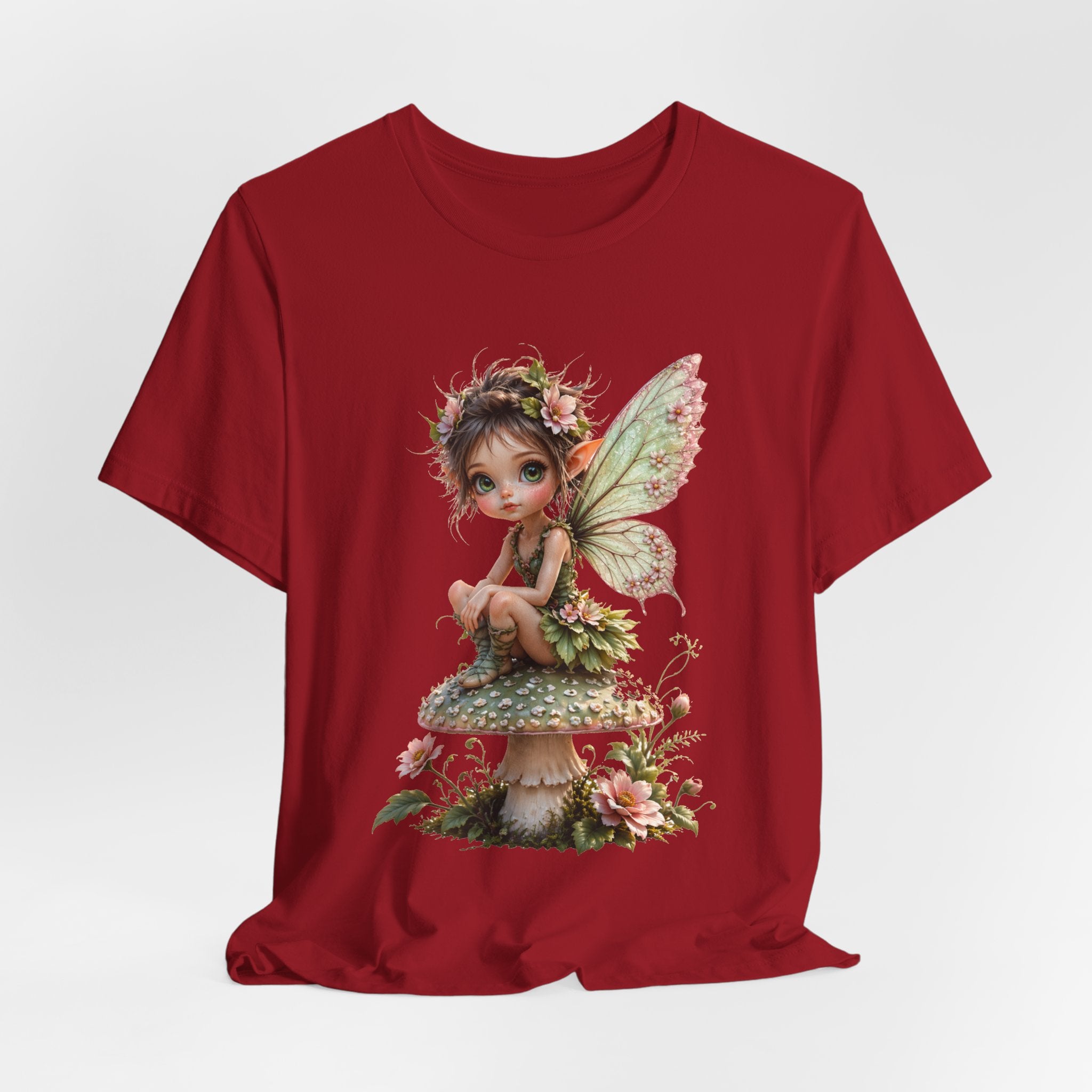 Fairy Mushroom Tee — Cute Woodland Fairy Sitting on Toadstool Graphic T-Shirt