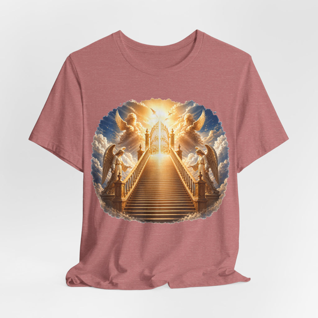 Heavenly Golden Stairway T‑Shirt — Angelic Gates Spiritual Tee