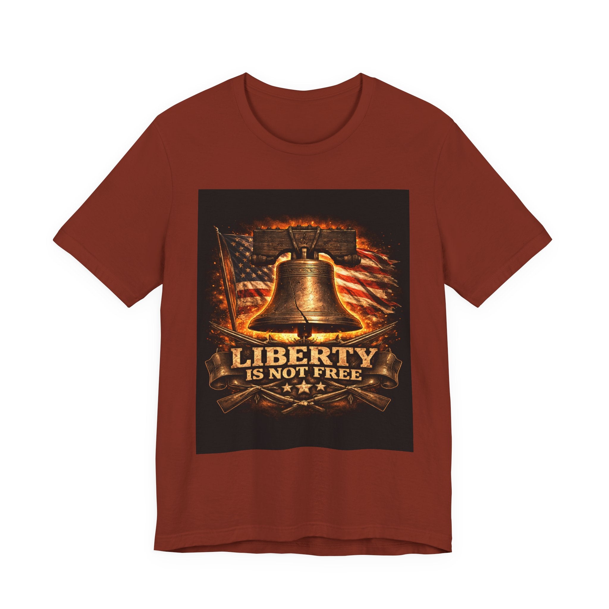 Liberty Is Not Free T-Shirt — Patriotic American Flag & Bell Tee