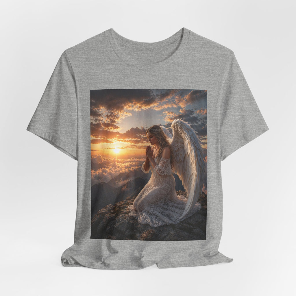 Angel Prayer T‑Shirt — Serene Winged Angel Sunset Tee