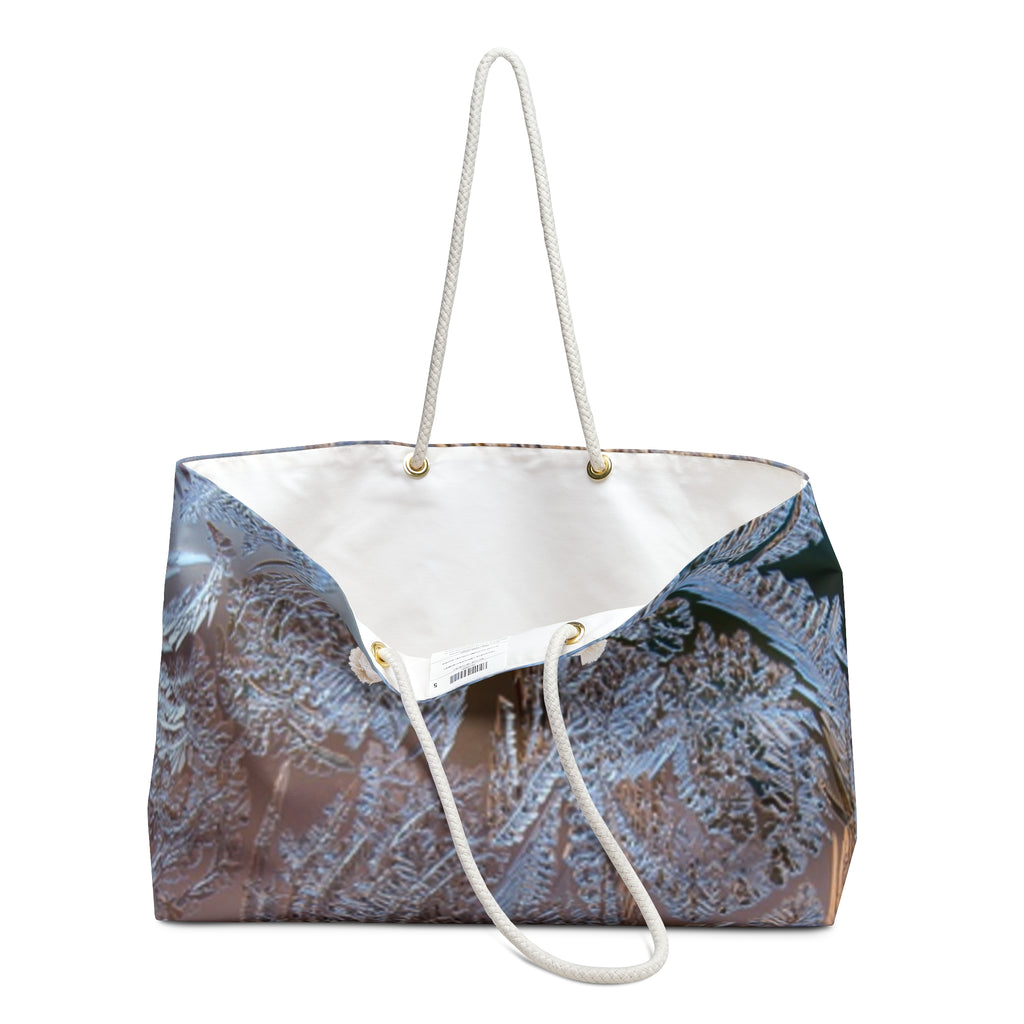 Frosted Fern Weekender Bag — Winter Nature Travel Tote