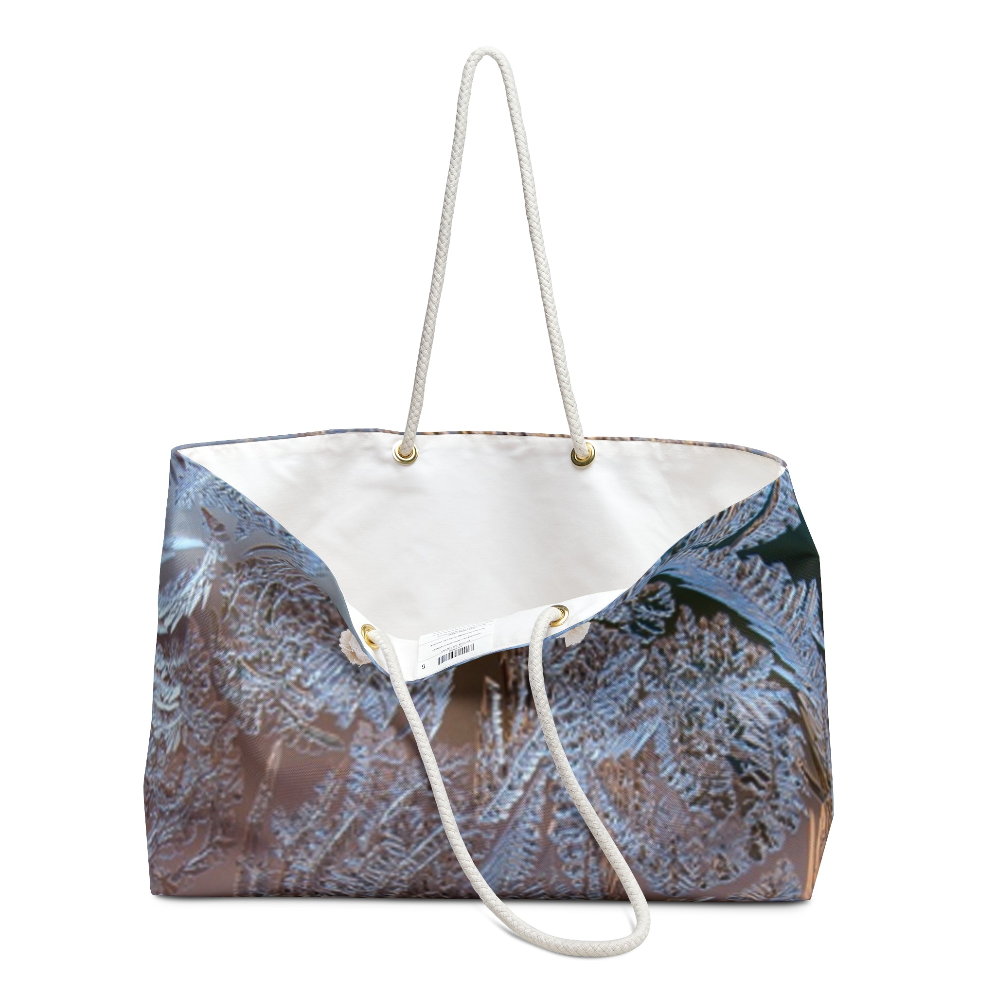 Frosted Fern Weekender Bag — Winter Nature Travel Tote