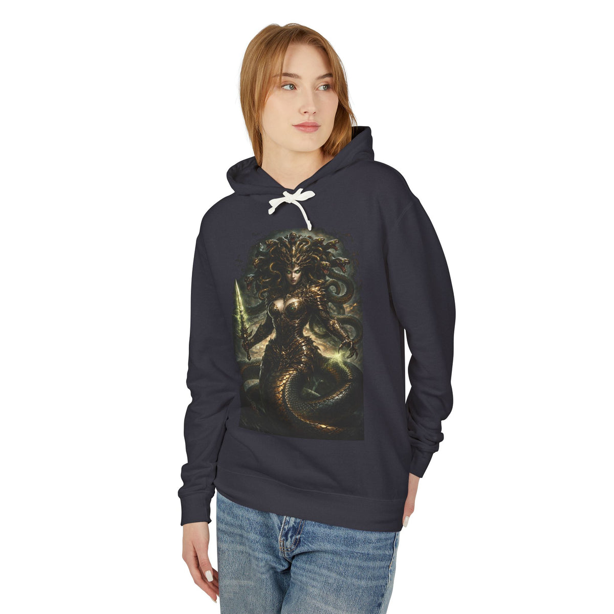 Medusa Fantasy Art Hoodie — Dark Mythological Serpent Goddess Sweatshirt