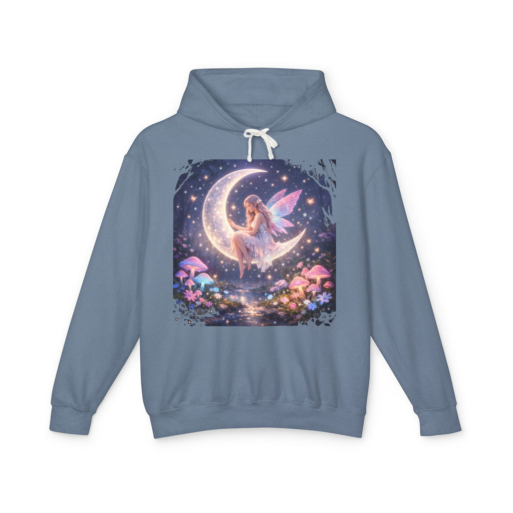 Fairy on the Moon Hoodie — Magical Mushroom Night Sky Pullover
