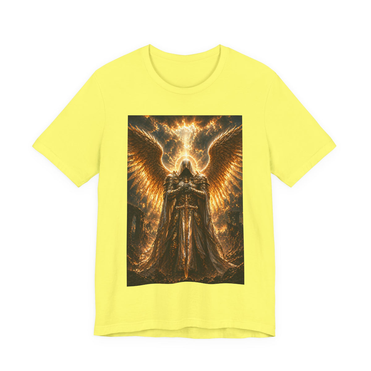Golden Angel wings graphic Tee | Gothic celestial warrior shirt