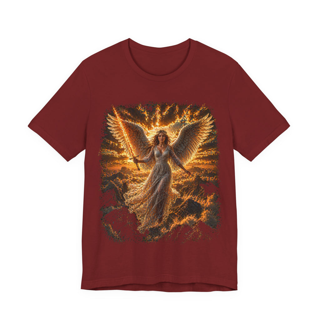 Angel Wings Graphic Tee — Fiery Guardian Angel Design