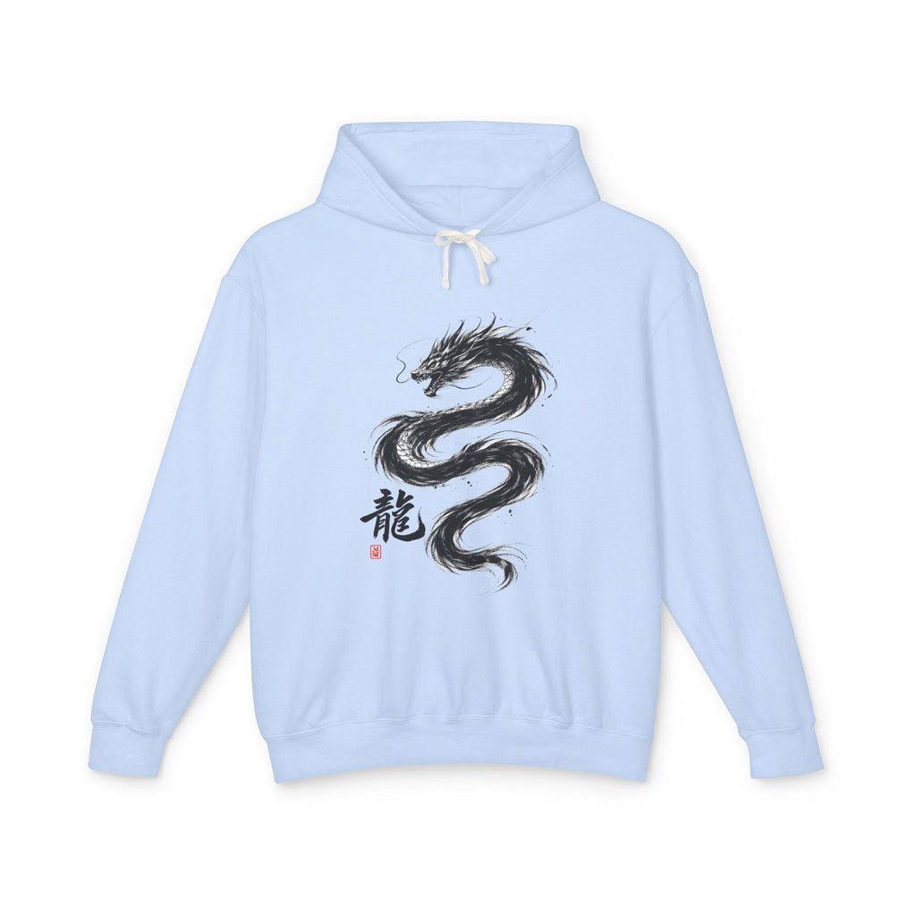 Dragon Ink Hoodie — Oriental Brush Stroke Dragon Sweatshirt