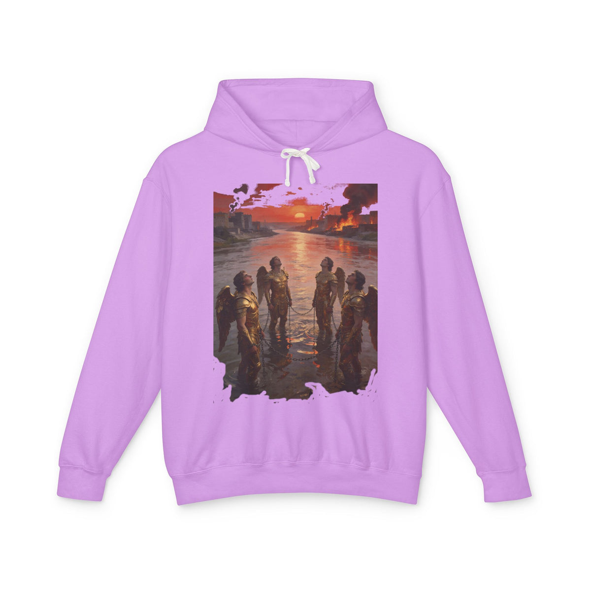 Revelation 9 reveals four fallen angels bound in the Euphrates River  Crew Hooded Sweatshirt