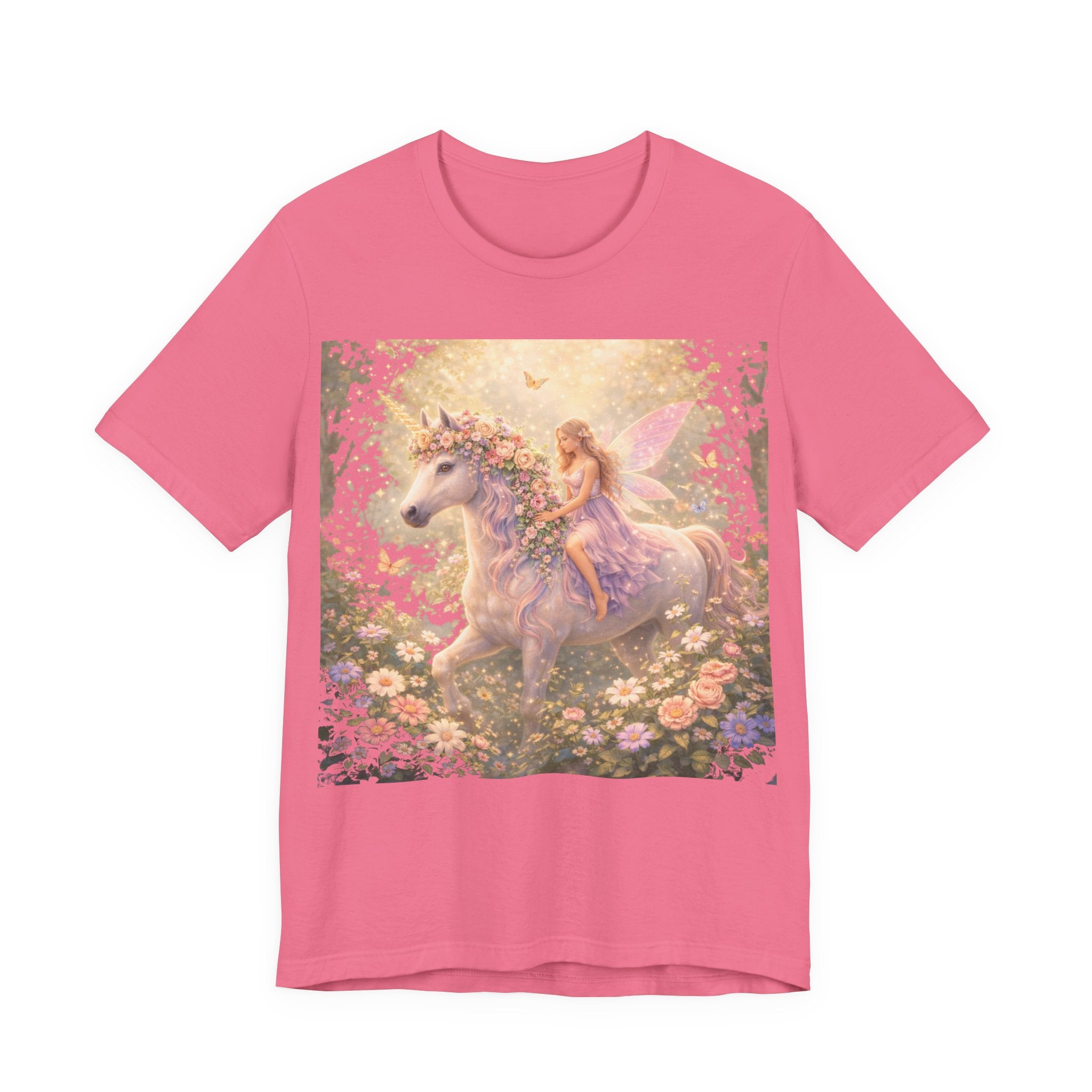 Fairy and Unicorn Tee — Whimsical Garden Fantasy T-Shirt
