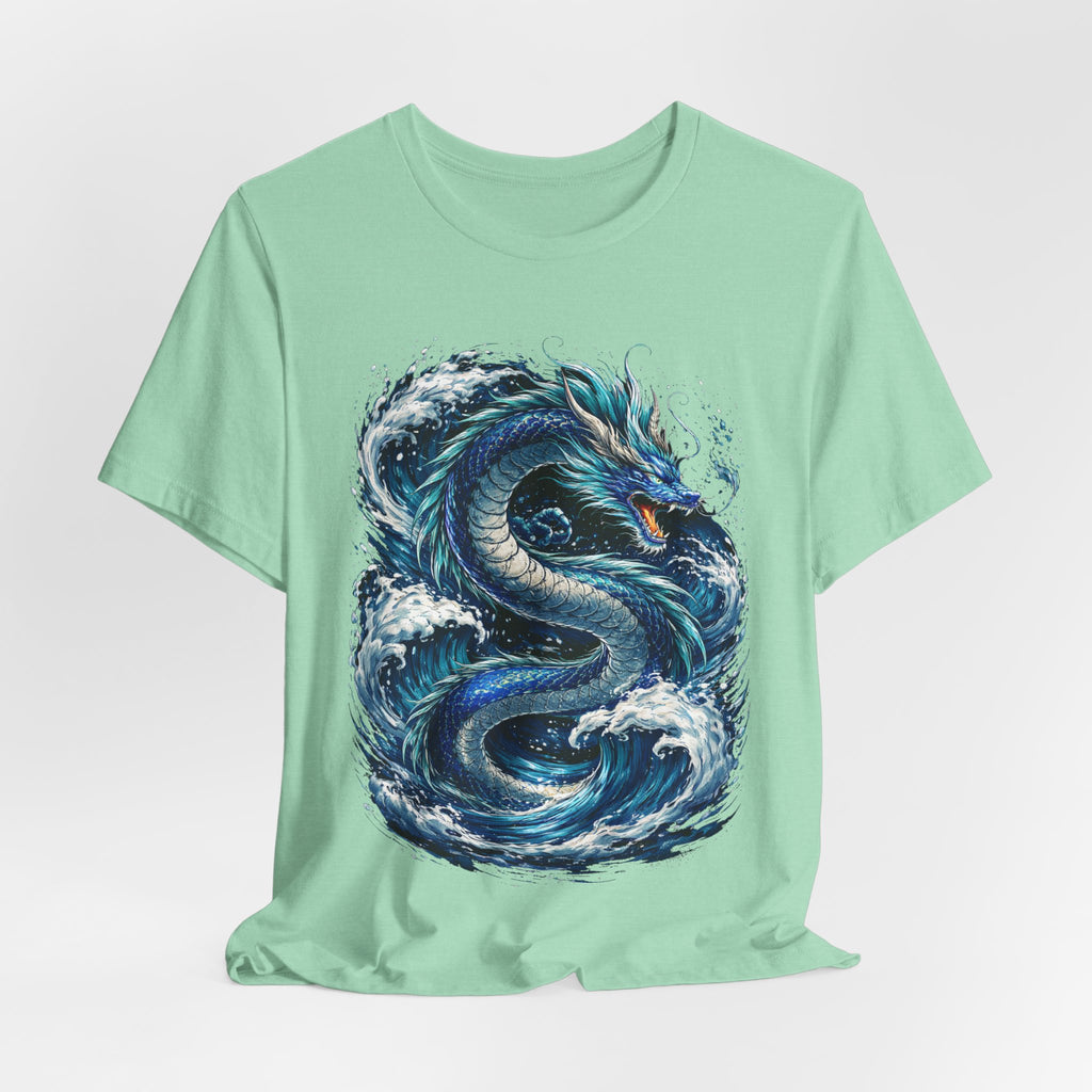 Ocean Dragon Graphic Tee — Blue Wave Serpent T-Shirt