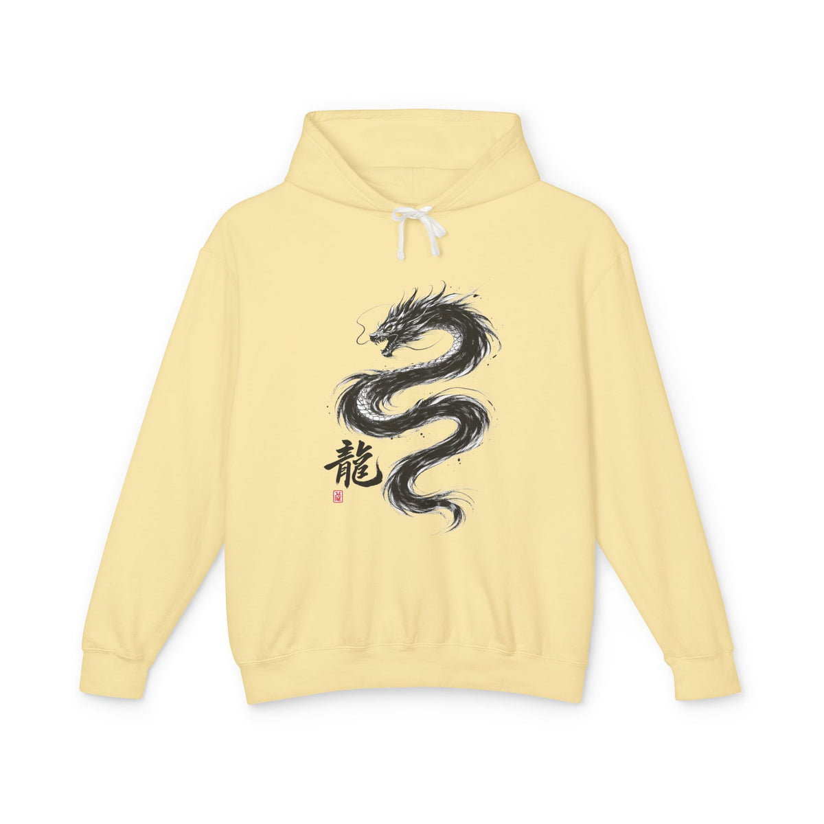Dragon Ink Hoodie — Oriental Brush Stroke Dragon Sweatshirt