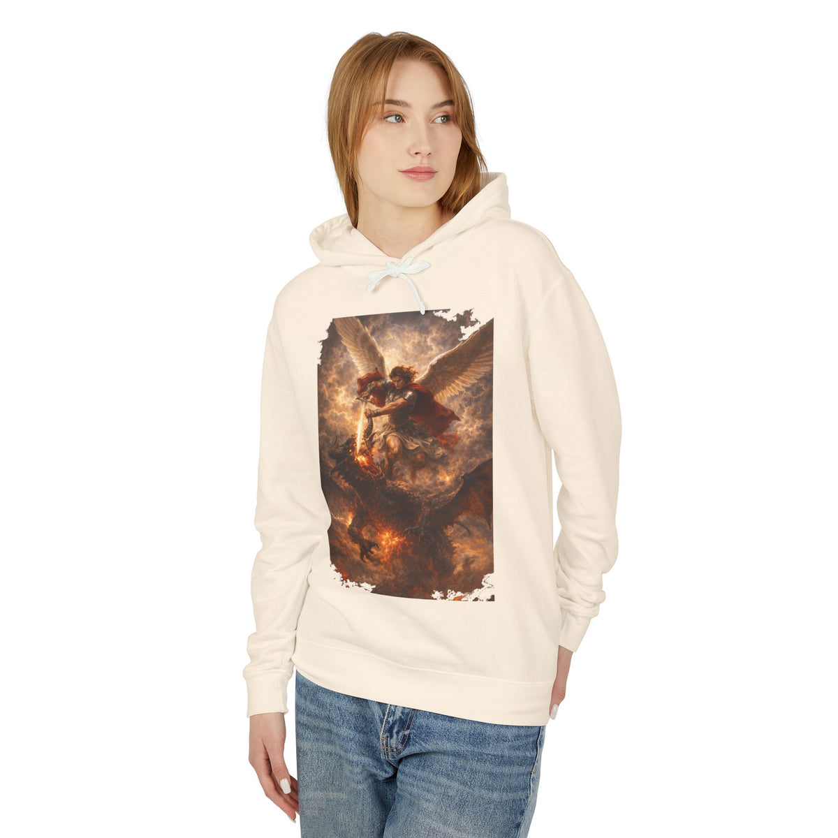 Angel Battle Hoodie — Dramatic Renaissance Angel Artwork Pullover
