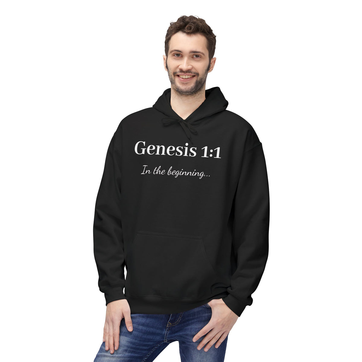 Hoodie — "Genesis 1:1" Faith Scripture Pullover