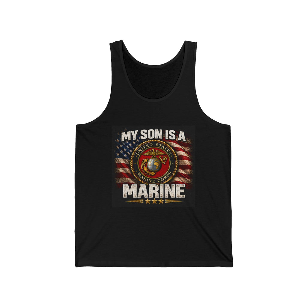 Marine Mom Tank Top — "My Son Is A Marine" Patriotic USMC Flag Design