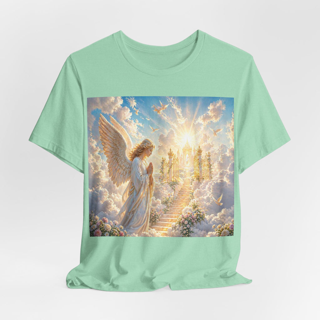 Heavenly Angel Stairway T-Shirt — Serene Christian Faith Tee