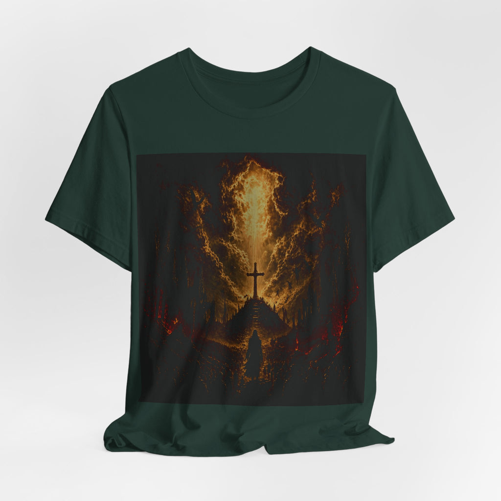 Christian Cross Flames T-Shirt — Fiery Faith Graphic Tee