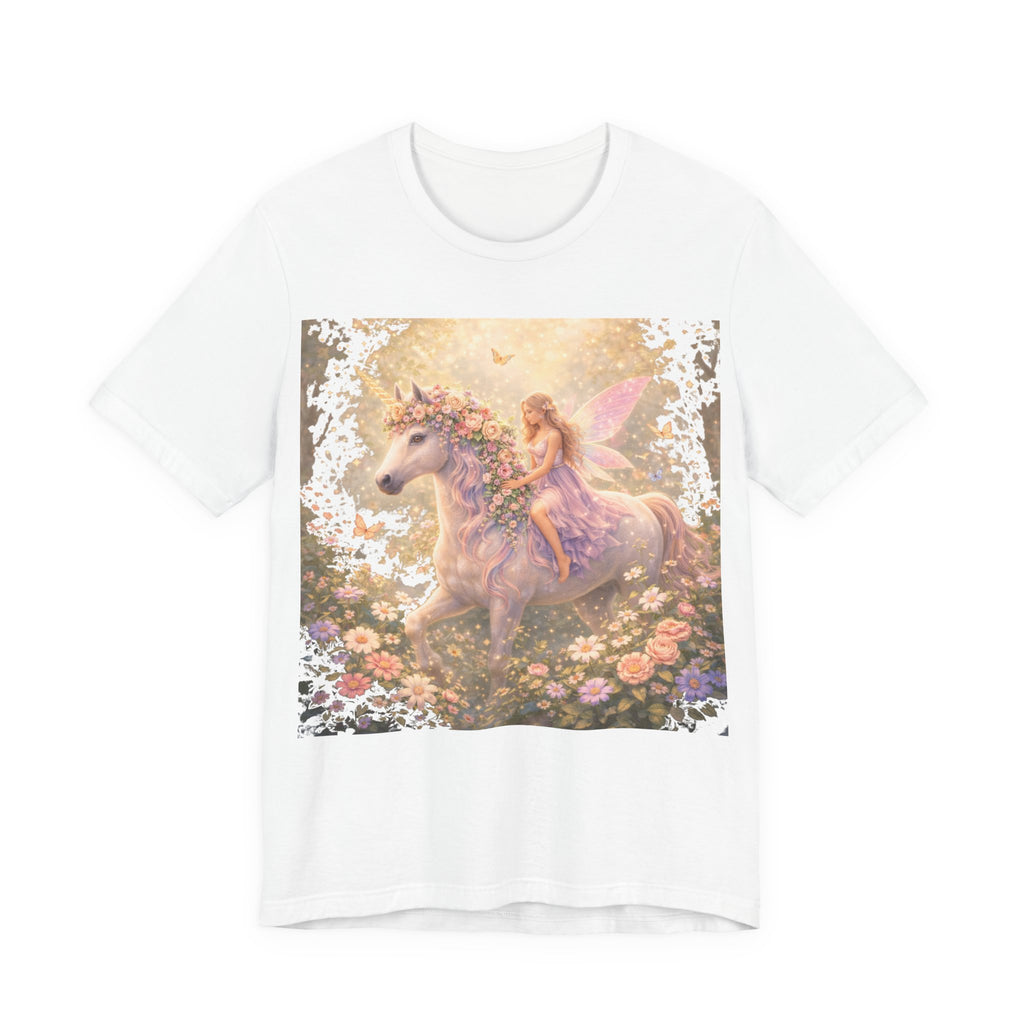 Fairy and Unicorn Tee — Whimsical Garden Fantasy T-Shirt