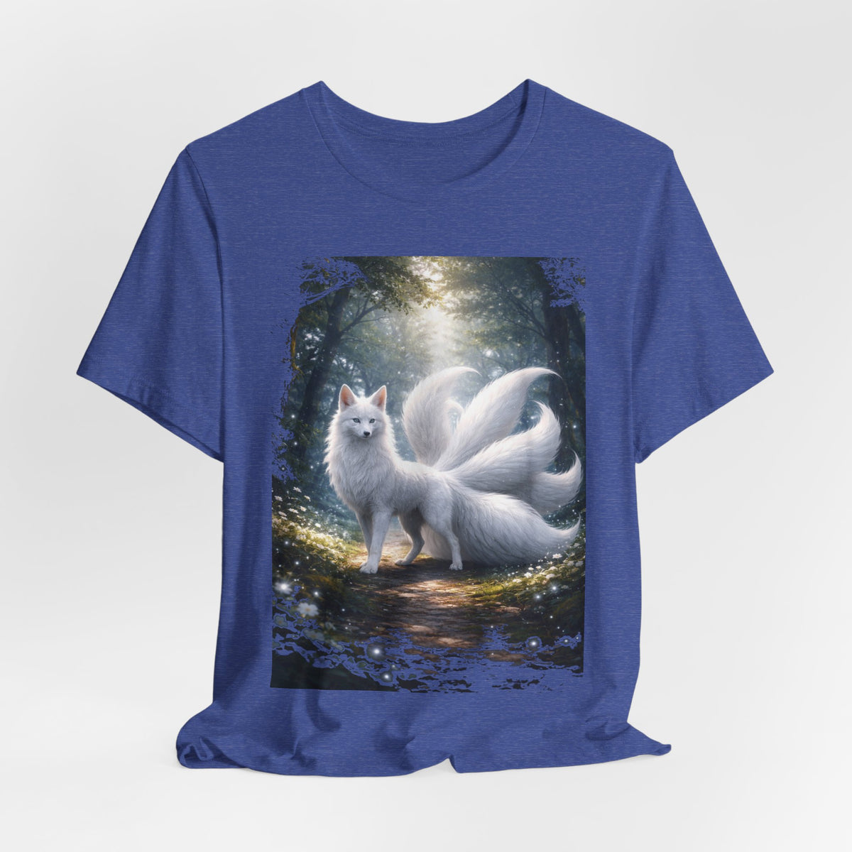 Nine-Tailed Fox Fantasy T-Shirt — Mystical White Kitsune Forest Tee