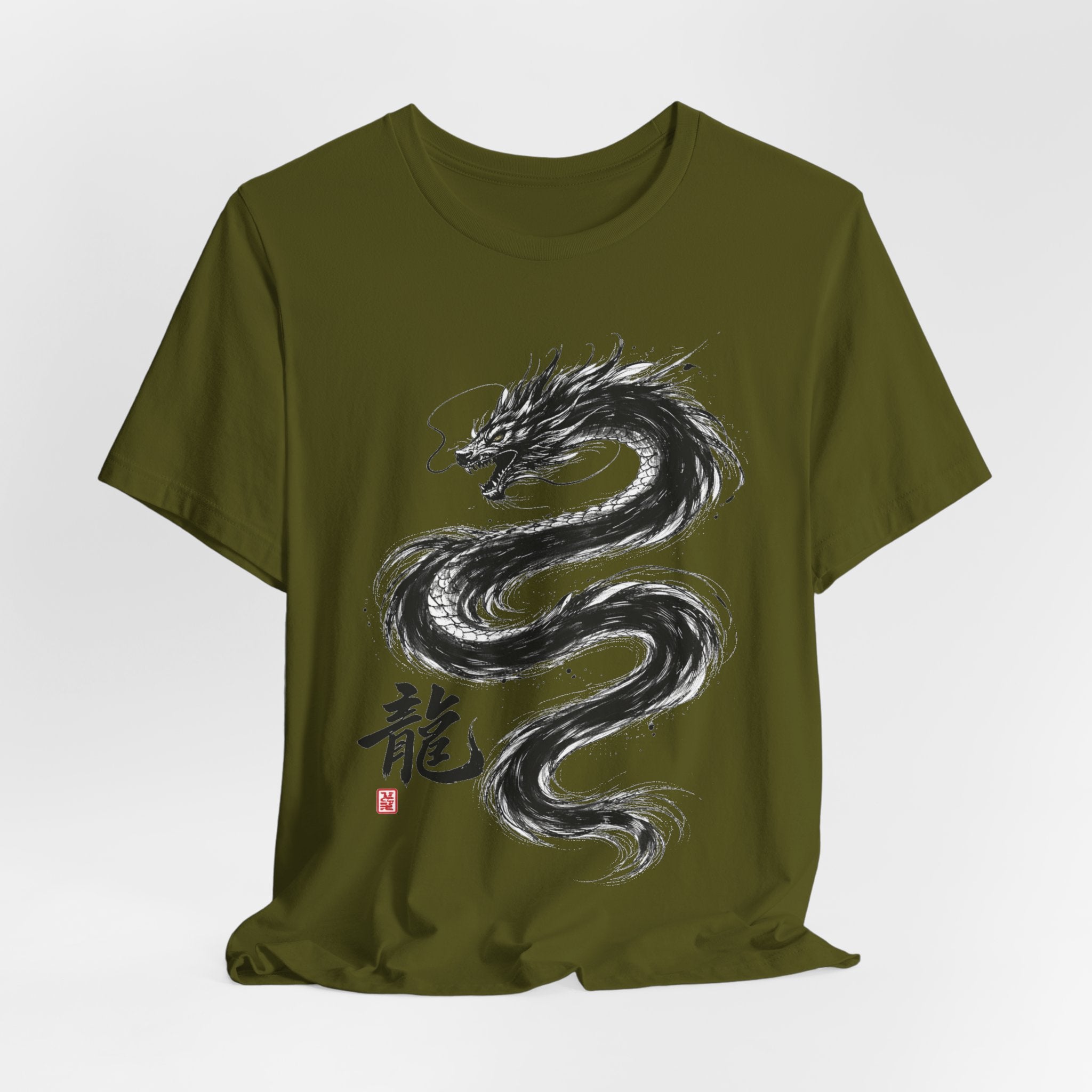 Dragon Brushstroke Tee — Asian Ink Dragon T-Shirt