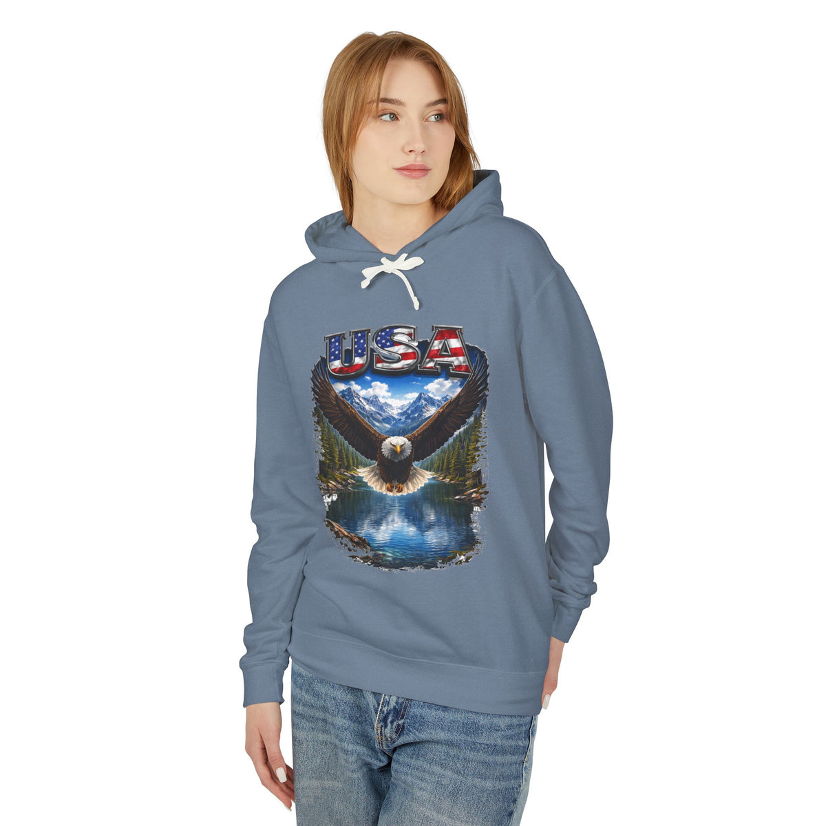 USA Eagle Hoodie — Patriotic Bald Eagle Graphic Hooded Sweatshirt