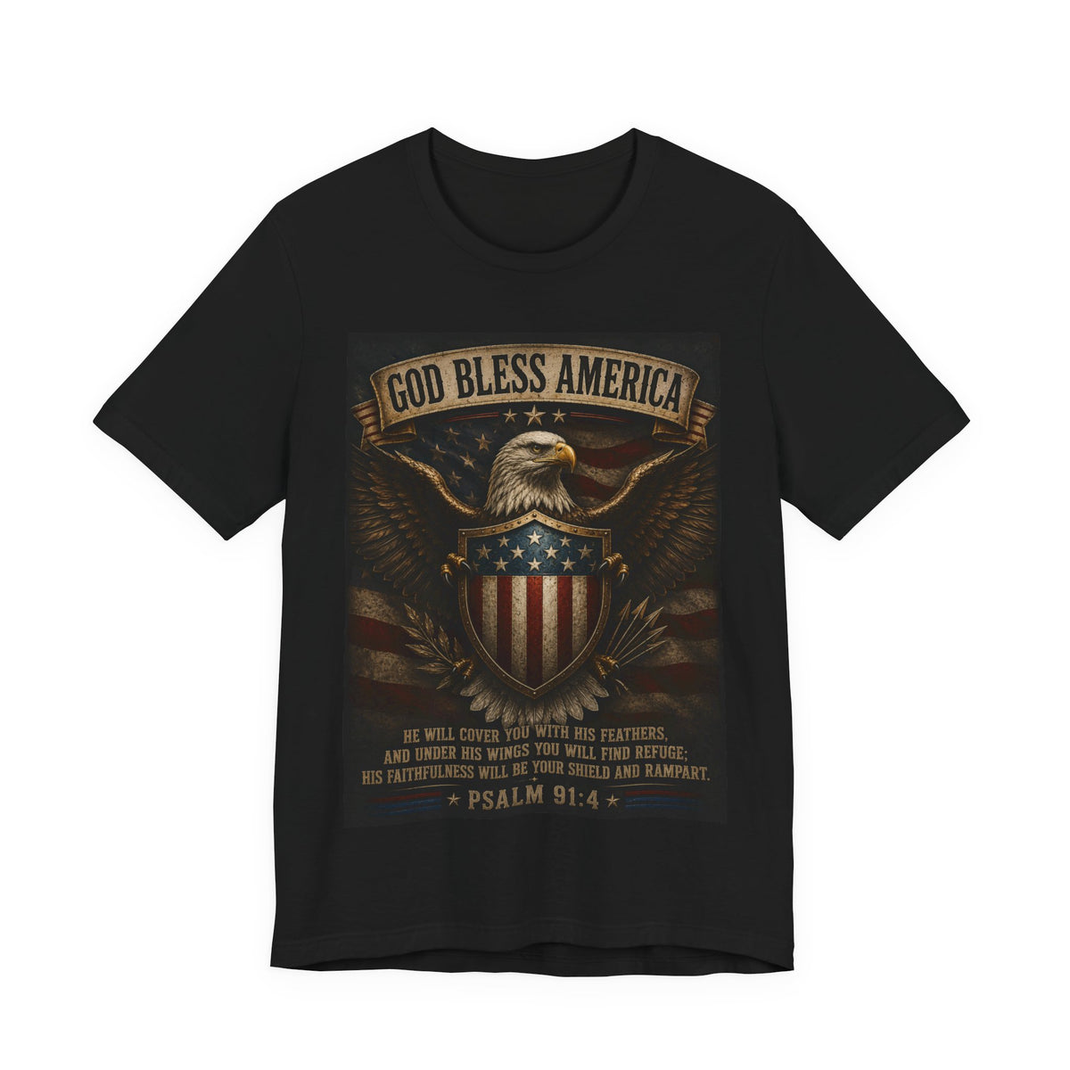 God Bless America Eagle T-Shirt – Patriotic Psalm 91:4 Graphic Tee